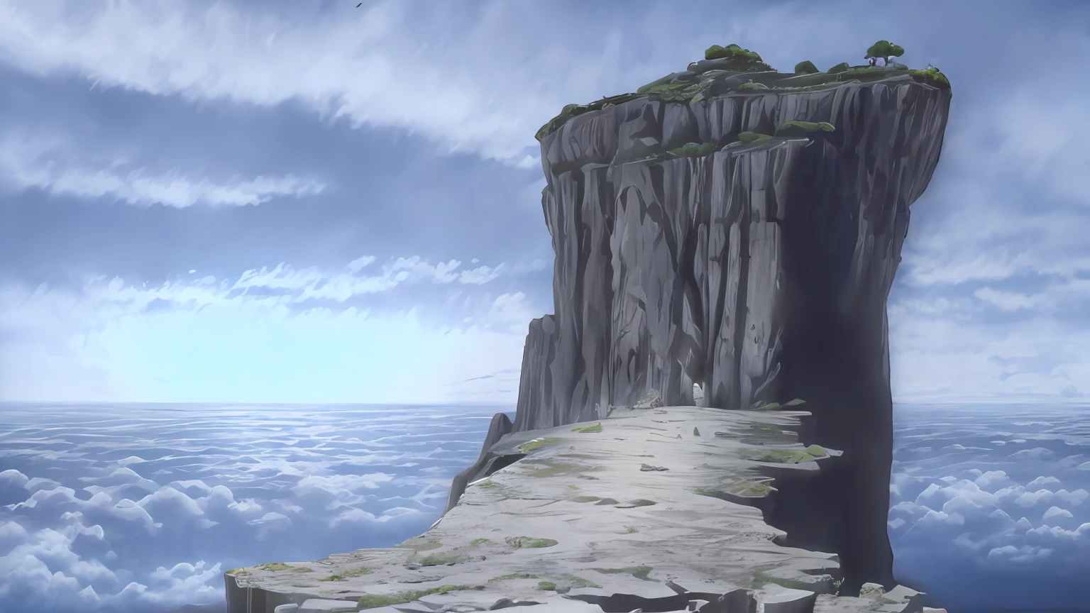 Anime scene of a rock formation, Roca alta, obra maestra,