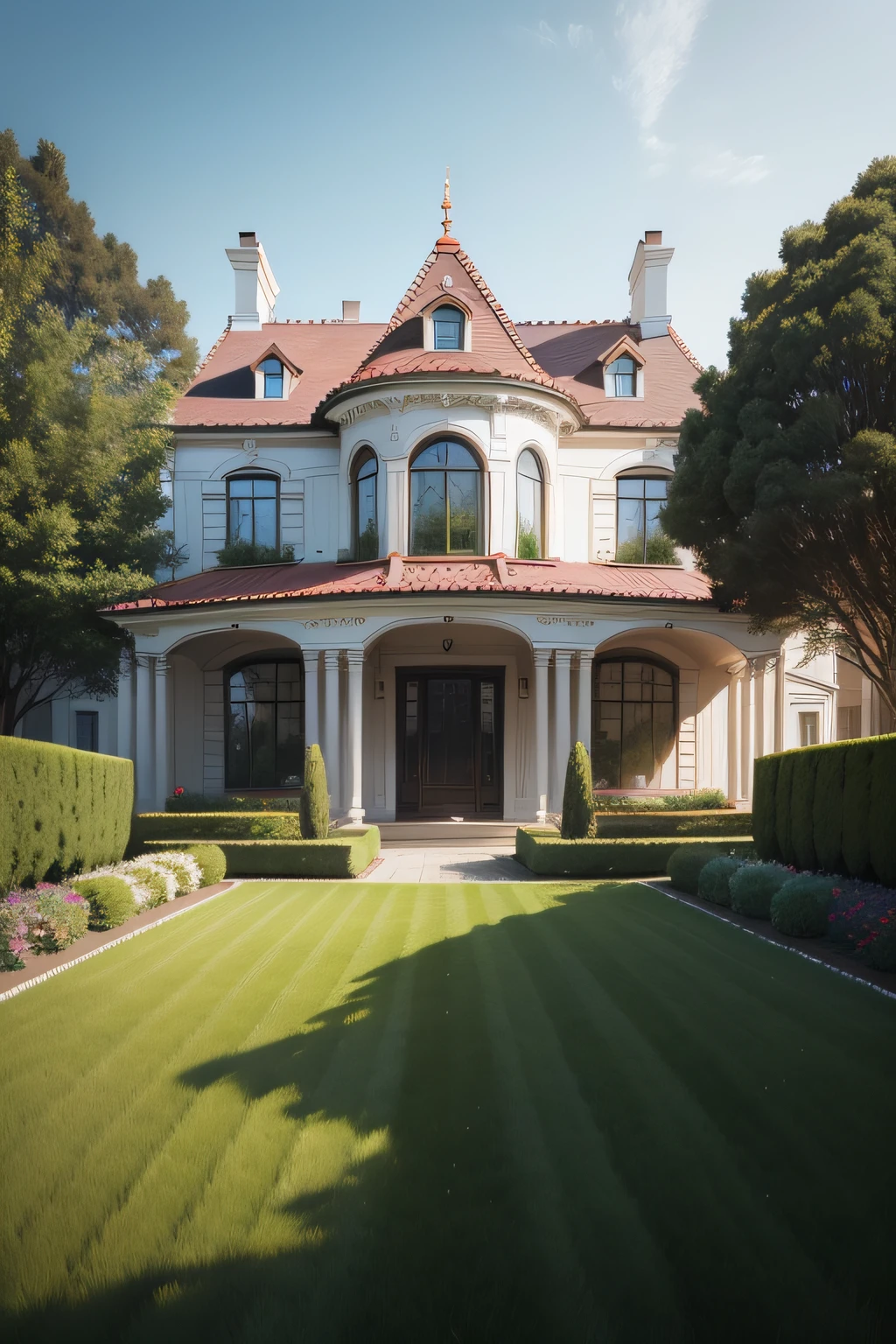 9:16 panel, a beautiful and exquisite house with a beautiful lawn in front of the house
