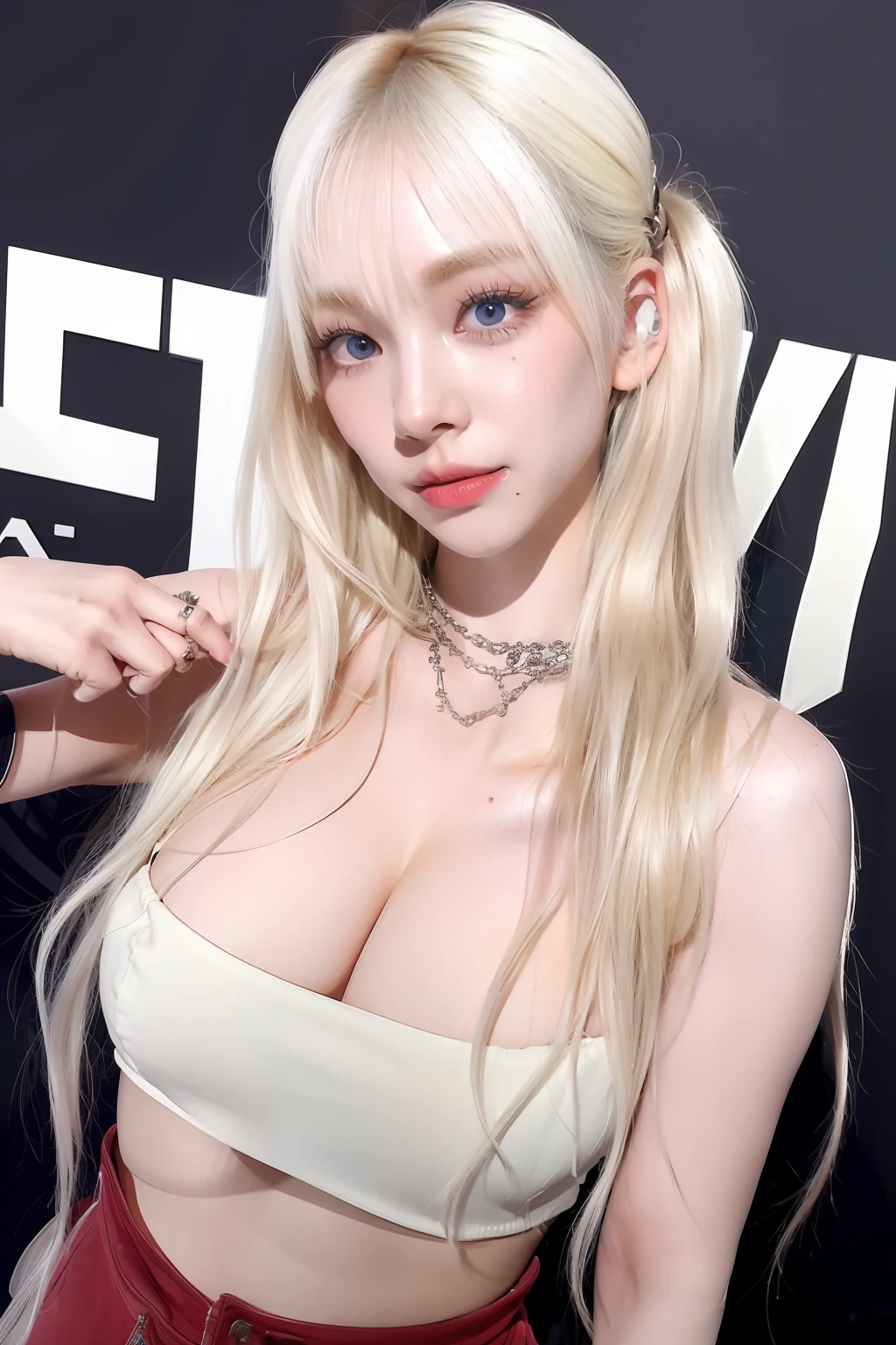 (8K, 4K, Highest quality, high resolucion, The ultra-Highres:1.1), (masterpiece, Photorealistic, photorealestic:1.1), 1girll, face, close-up, twintail, blonde hairs, black eyes, red lips, (If you look at the viewers,:1.5), absurdly long hair, long eyeslashes, Eyeshadow, smaller face, large eyes,
????? body
high contrast
