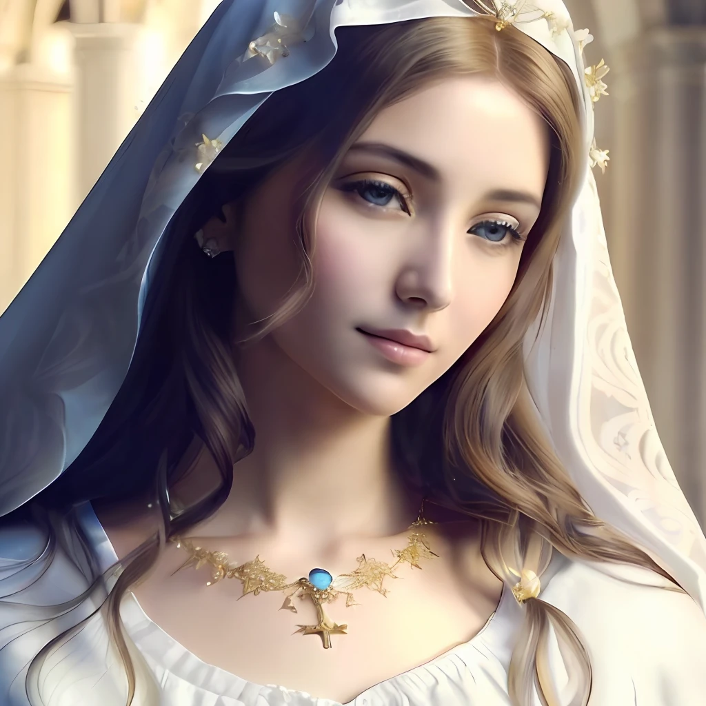(((Blessed Virgin Mary))) Obra maestra, (La mejor calidad: 1.2), (super fine: 1.2), illustration, (extremadamente delicado y hermoso: 1.2), movie angle, flotante, (Hermoso ojo de detalle: 1.1), (detalle luz: 1.1), Movie Lights, Cielo delicado, ojos azules, (Cola de caballo alta: 1.1), capa, ojuelos, (luna: 1. 2), (Luz de la luna: 1.1), cielo estrellado, (light particles: 1.1) dibujo, flor. (Obra maestra), (La mejor calidad), (fotorrealista:1.3), 8k, Textura detallada de la piel, Textura detallada de la tela, Hermosa cara detallada, Detalles intrincados, Ultra detallado (cuerpo de cuerpo entero:1.2)
