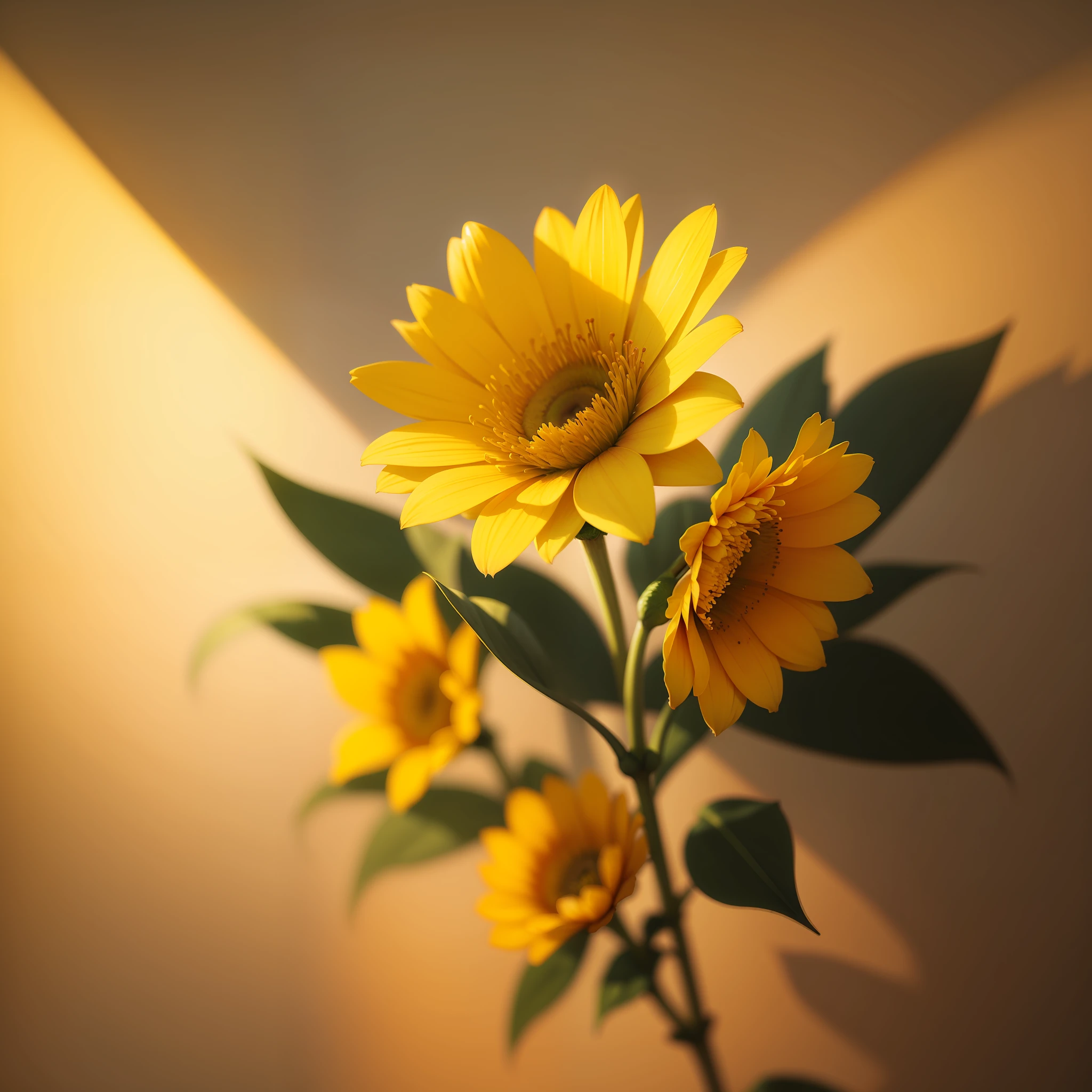 yellow flower with natural lighting,natural and realistic texture on blurred and natural background,depth and shadows,glow and lighting,istock