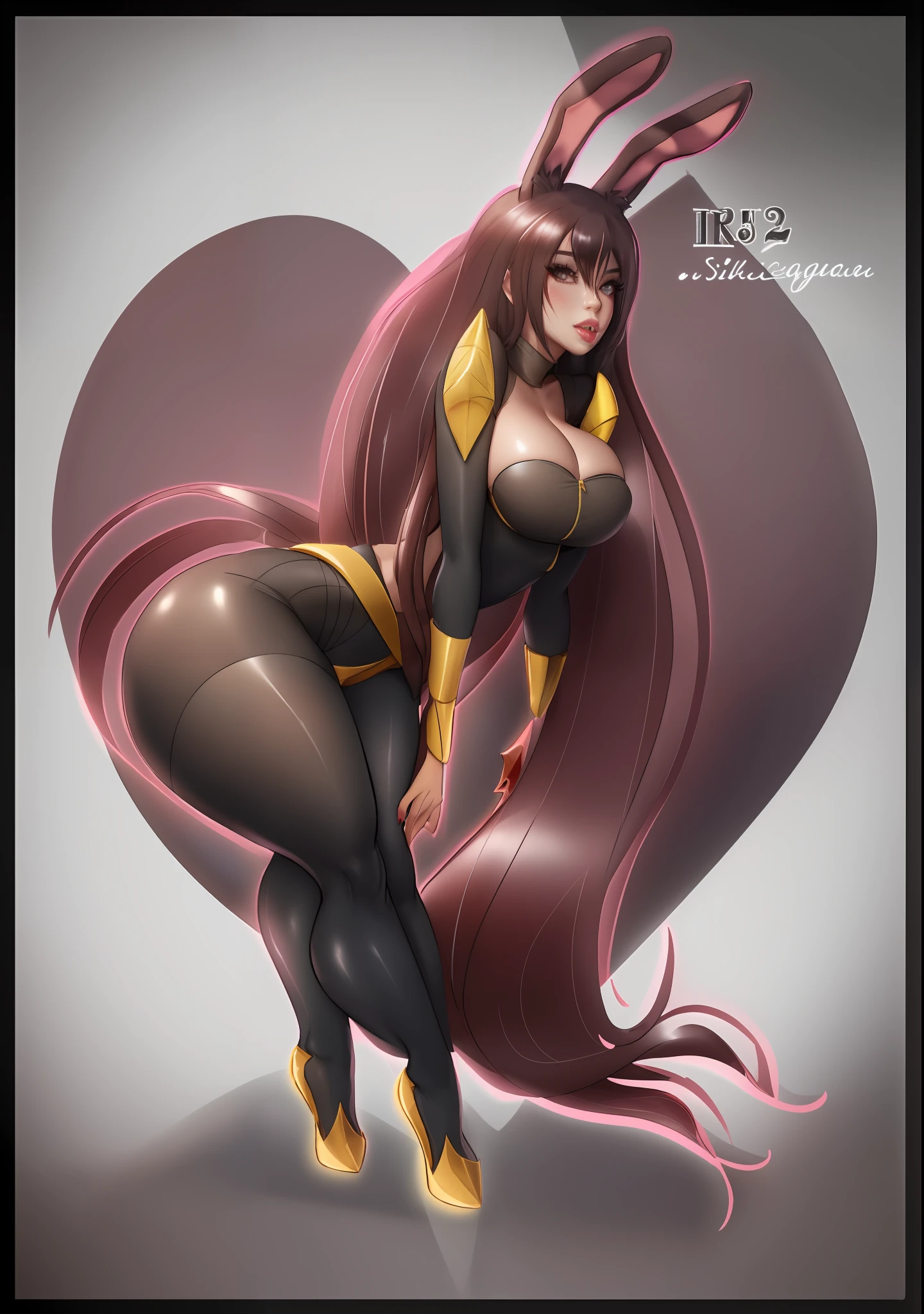 a cartoon picture of a woman with long hair and a bunny ears, ahri, she - ra, she-ra, ahri from league of legends, commission for high res, brittney lee, male centaur centaur chimera, inspired by Yang J, fullbody commission for, long haired humanoid fursona, succubus in tight short dress, heavy detailed, rendered in sfm, realistic shaded perfect body, [ 4 k digital art ]!!, oppai proportions, divine render, thicc build, nier 2 b, giantess art, insanely inflated hips, dollsuit, hyper detail, hyper detailed face, thicc, biomechanical oppai, oppai, thicc, oppai proportions, nsfw, platform heels, bimbo, (massive lips: 1.3) and (silicon lips:1.3), thick lips, dollsuit, highly detailed face, ((best quality)), ((masterpiece)), (detailed),nsfw, photorealistic, ultra high res, intricate, hyperdetailed, (skindentation), detailed body , (detailed face:1.1), (outlined iris), (hidrocor lenses), (perfect eyes), 4k, beautiful, :1.3, (massive lips: 1.3) (parted lips:1.3) and (silicon lips:1.3), (thick lips:1.3), [symmetrical:0.8], detailed body , (detailed face:1.1), (outlined iris), (hidrocor lenses), (perfect eyes), immensely inflated breatses, oppai, immensely inflated lips, bimbo lips, insanely inflated hips and ass