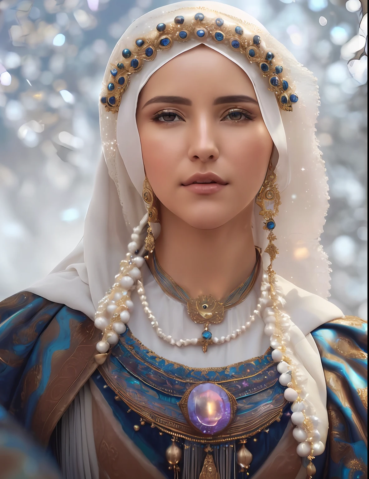 (((Blessed Virgin Mary))) Obra maestra, (La mejor calidad: 1.2), (super fine: 1.2), illustration, (extremadamente delicado y hermoso: 1.2), movie angle, flotante, (Hermoso ojo de detalle: 1.1), (detalle luz: 1.1), Movie Lights, Cielo delicado, ojos azules, (Cola de caballo alta: 1.1), capa, ojuelos, (luna: 1. 2), (Luz de la luna: 1.1), cielo estrellado, (light particles: 1.1) dibujo, flor. (Obra maestra), (La mejor calidad), (fotorrealista:1.3), 8k, Textura detallada de la piel, Textura detallada de la tela, Hermosa cara detallada, Detalles intrincados, Ultra detallado (cuerpo de cuerpo entero:1.2)