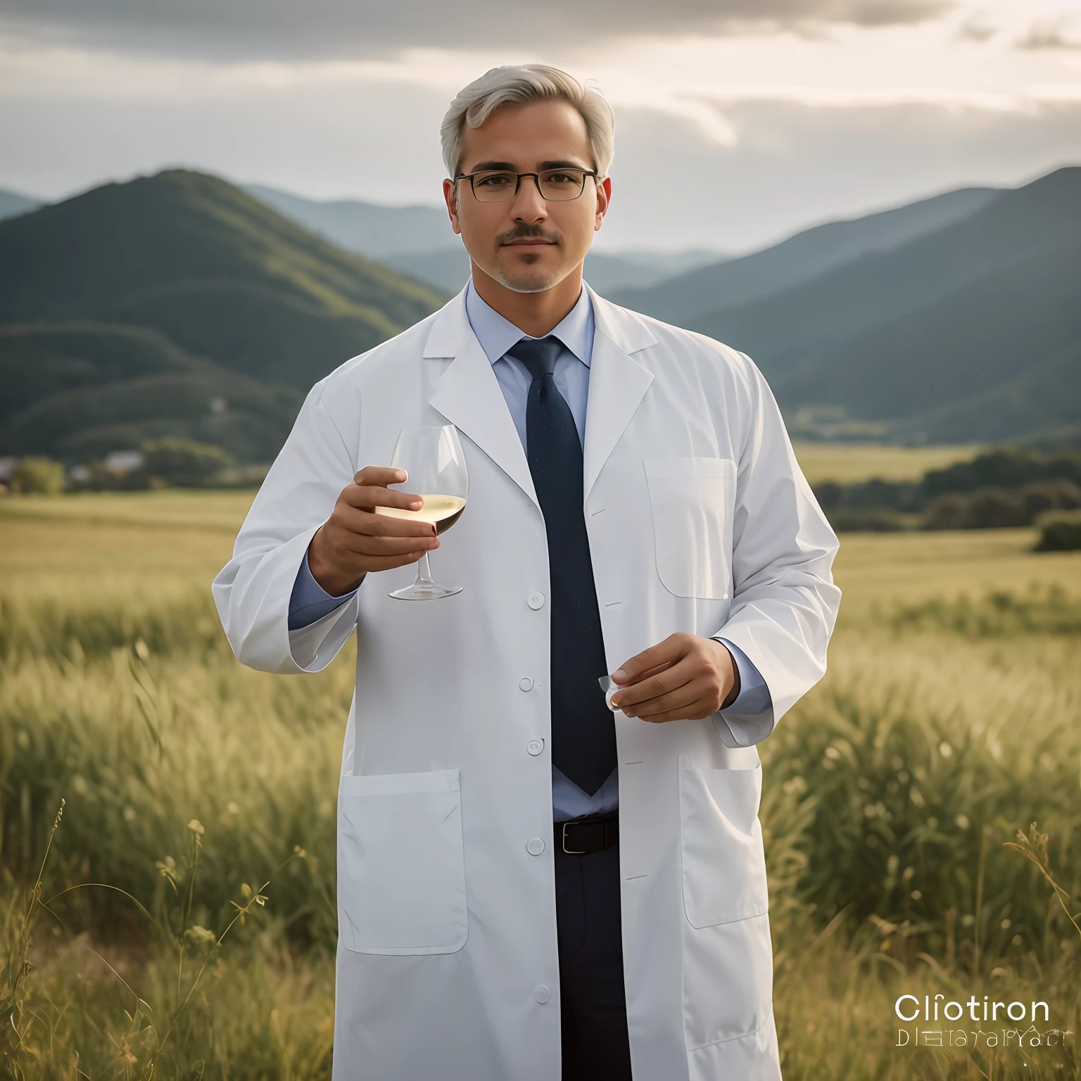 Arafed man in a white lab coat holding a glass of wine, wearing lab coat and glasses, retrato ambiental, foxish guy in a lab coat, advertising photo, medic, White lab coat, vestindo um jaleco branco, outdoors business portrait, Alexandre Abdulov, retrato, in high resolution of field, vestindo jaleco, Directed by: Dietmar Damerau, imagem retrato