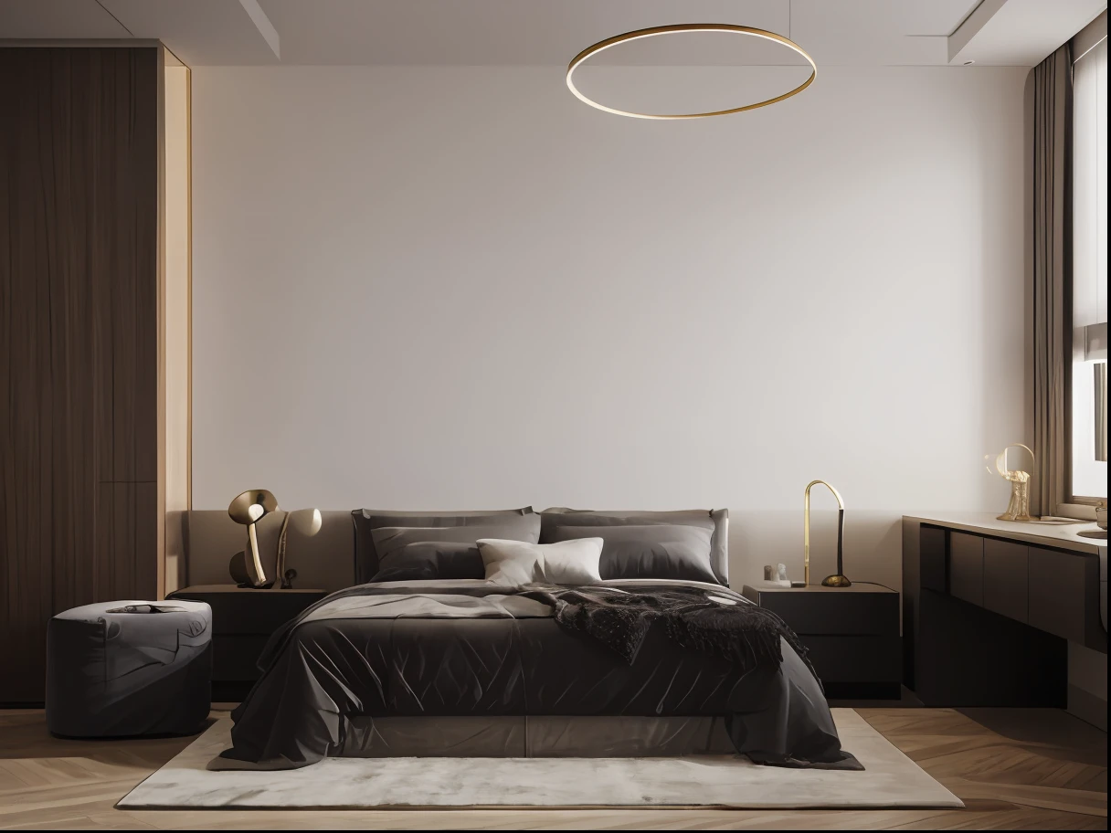 "(8k, 4k, best quality, highres, ultra high res:1.1), minimalist bedroom, cinematic lighting"