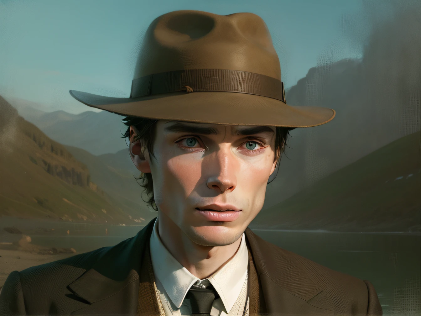 Cillian Murphy in hat and sad