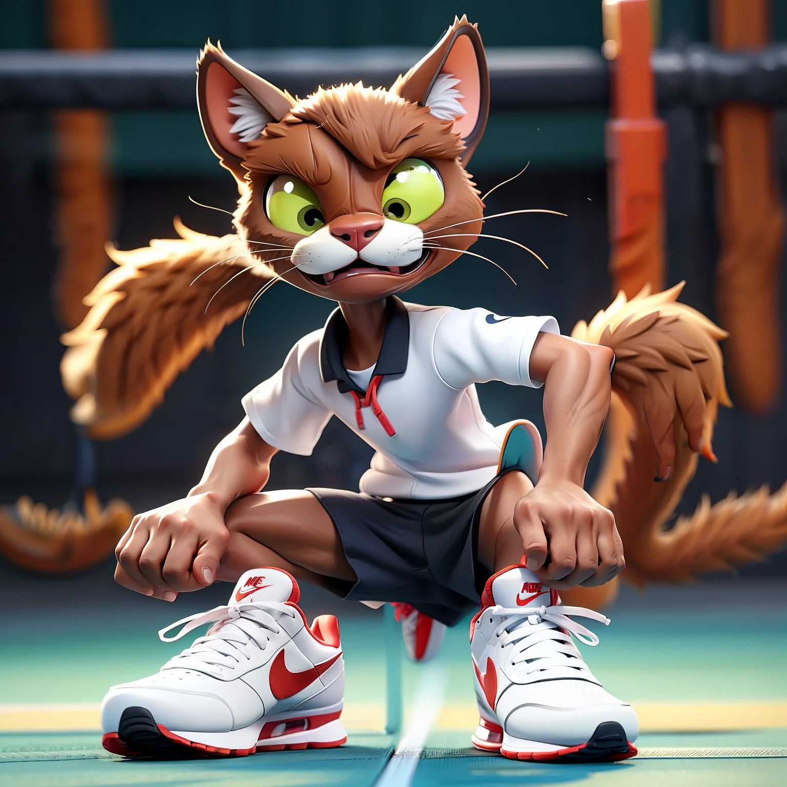 gato humanoide usando tenis da nike