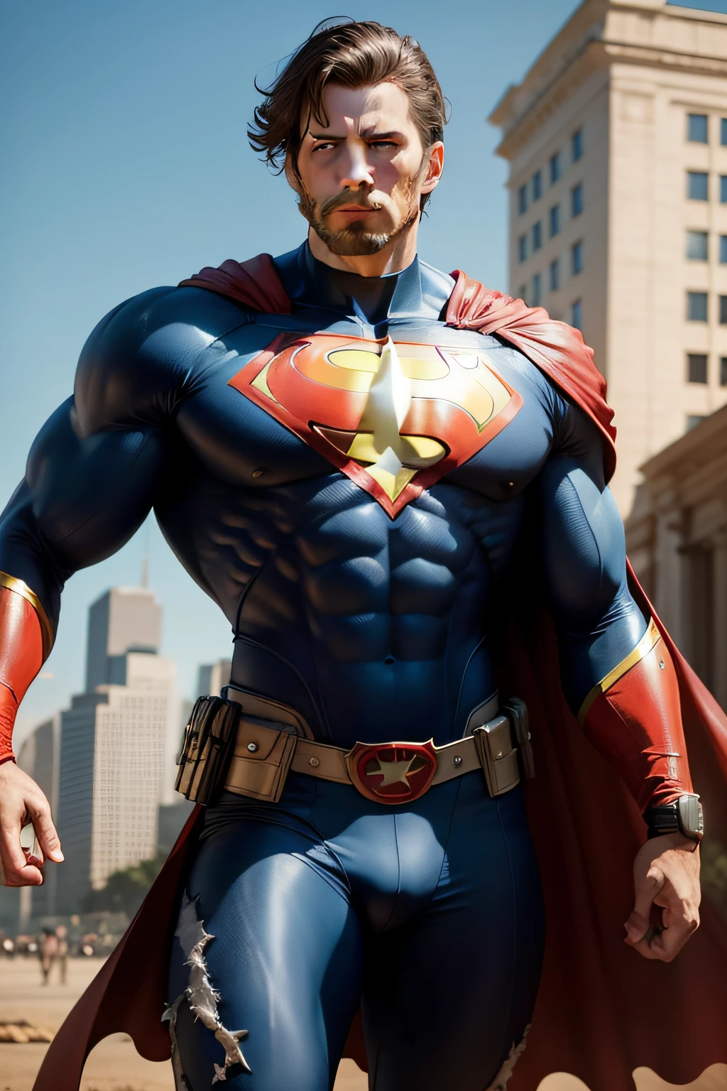 A realistic and detailed superhero as the country America