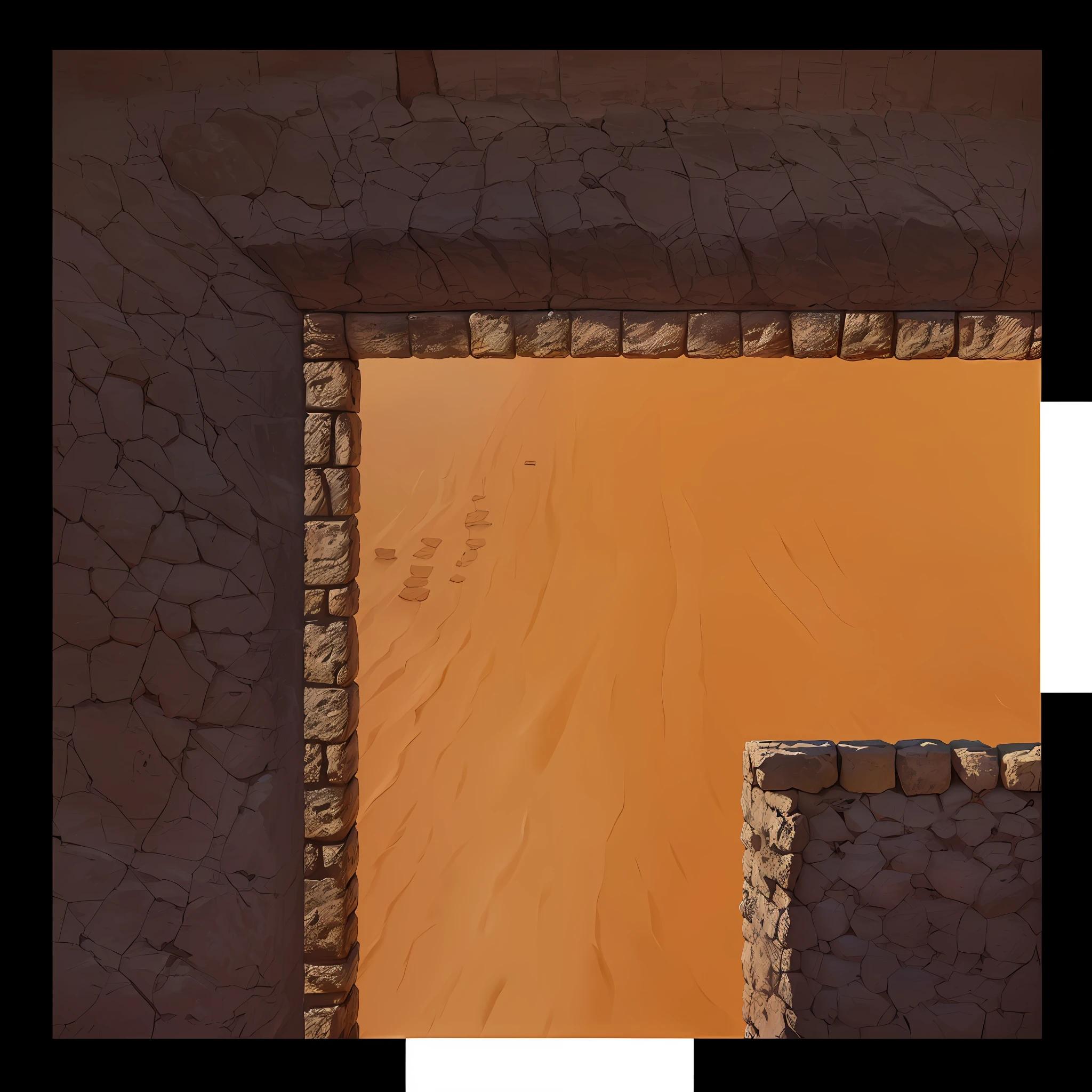 Desert Road，Stone walls on both sides，In ancient tombs，Overlooking