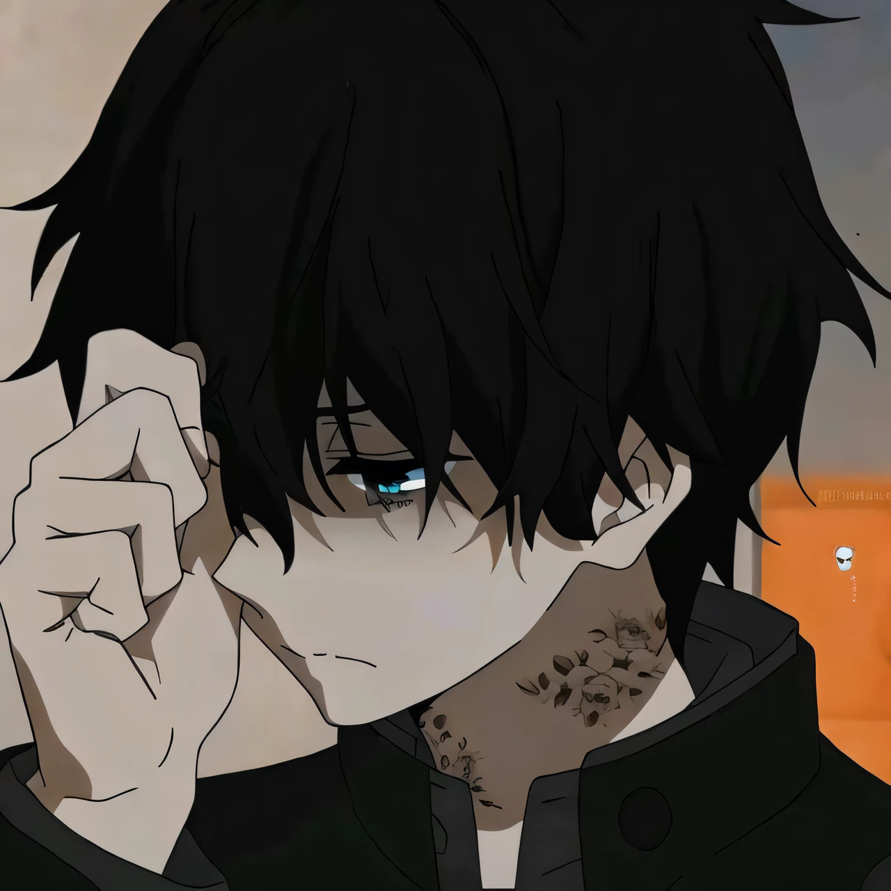 Anime man with black hair and blue eyes raises his finger, inspirado em Okumura Masanobu, as an anime character, inspired by Okumura Togyu, Tall anime guy with blue eyes, young anime man, male anime character, Male anime style, trigger anime artstyle, Anime boy, with index finger, pin on anime, anime figure