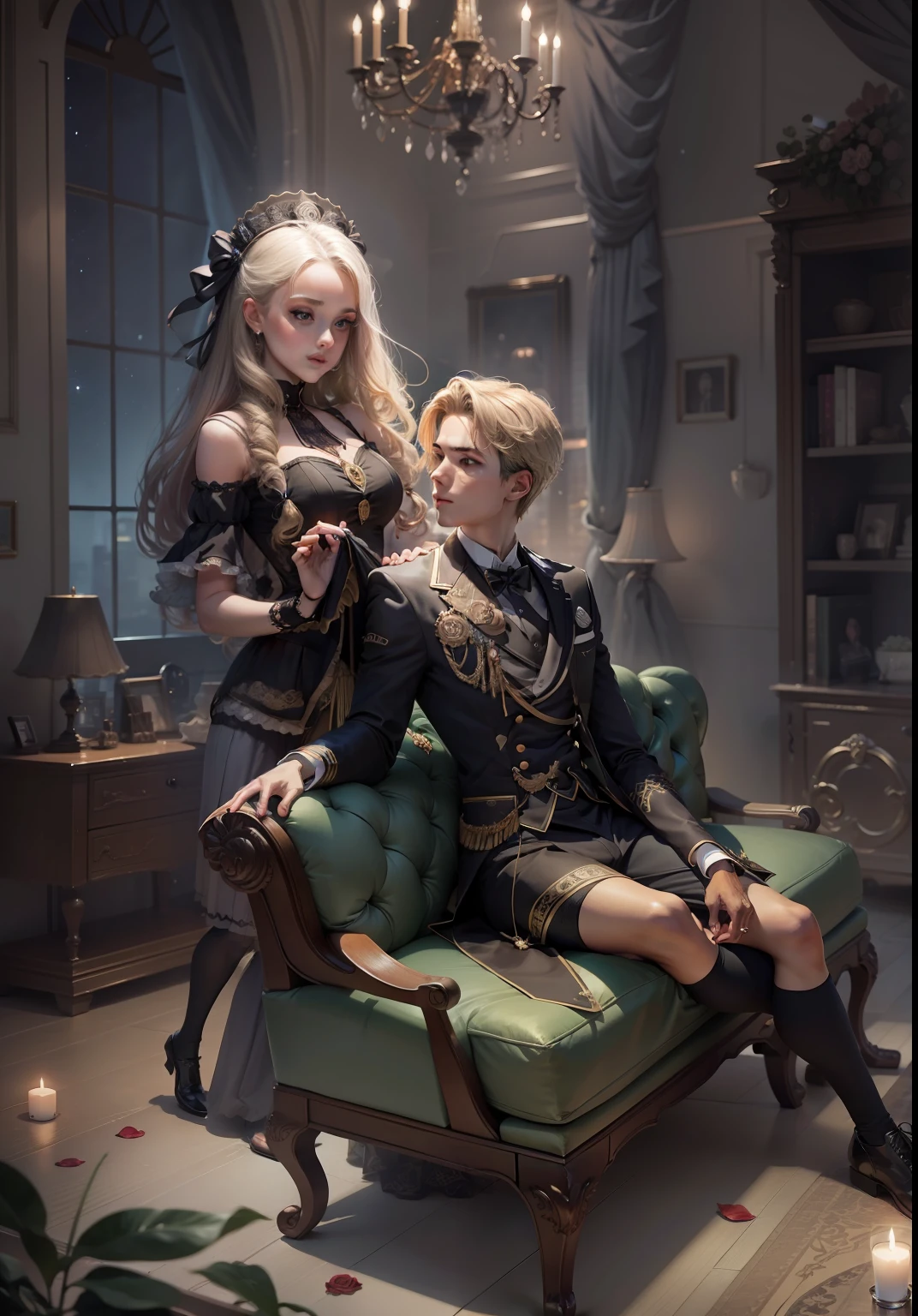 a young man and a woman,rosette,stars,Night