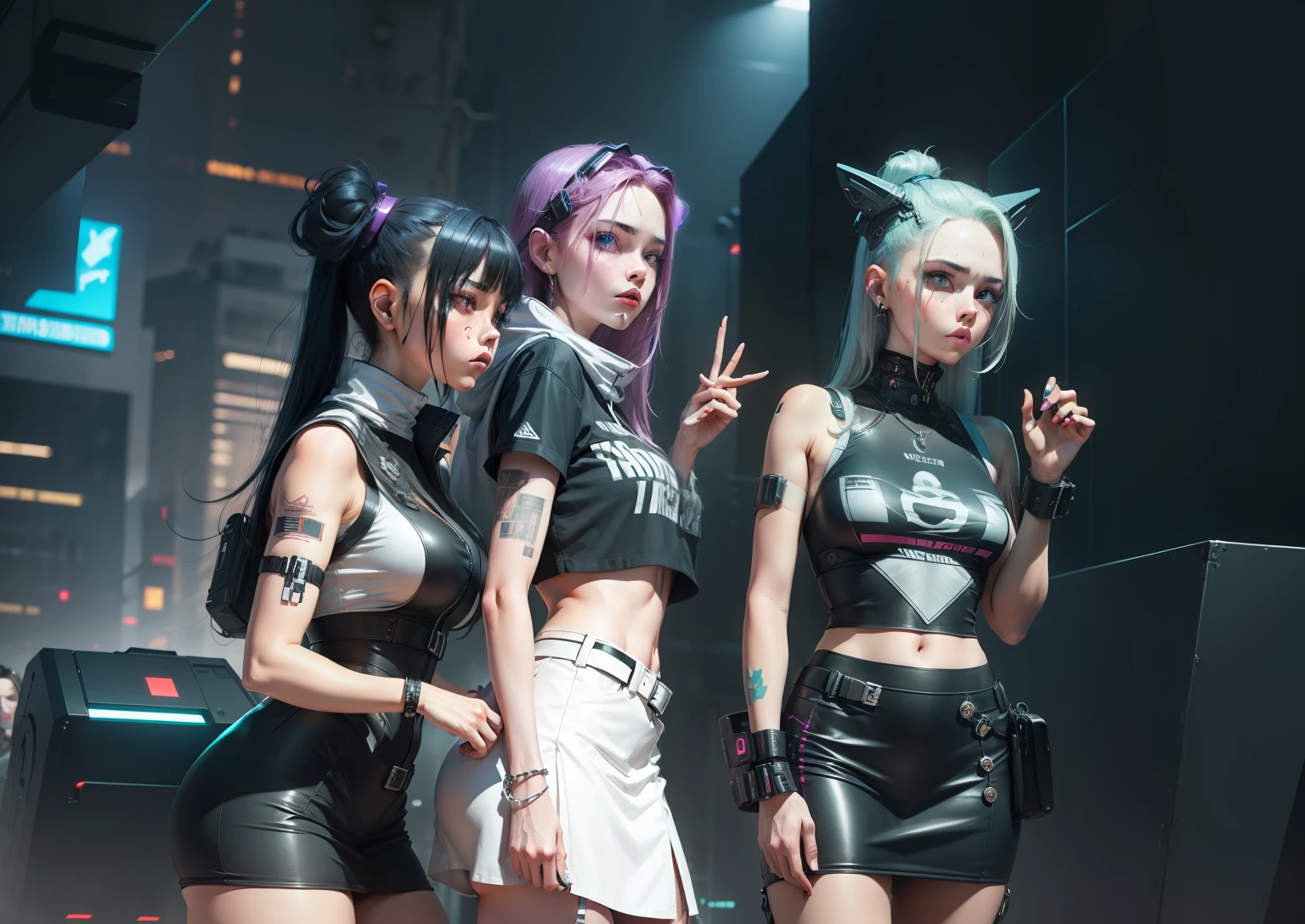 Cyber Punk, Three girls with defined faces