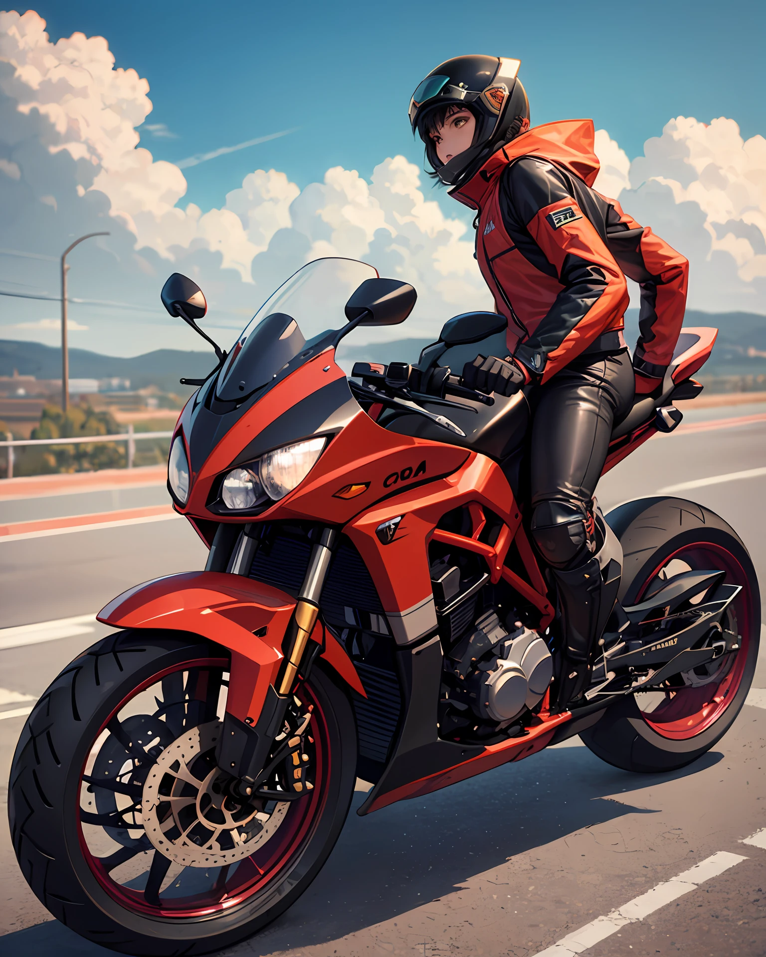 Obra maestra, mayor calidad, moto futurista, nrgra con rojo