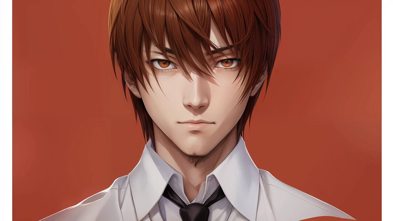 (obra-prima, melhor qualidade: 1.2), Anime guy with brown hair and a tie looking at the camera, Yagami Luz, Yagami Luz, Estilo Death Note, cara de anime alto com olhos castanhos, Okita Sougo, cara de anime raivoso altamente detalhado, inspirado em Takeshi Obata, personagem de anime, Homem de Anime, personagem de anime masculino, Sougo Okita, homem bonito anime, como um personagem de anime, Raito Yagami, Death Note (obra-prima)), melhor qualidade, detalhado,