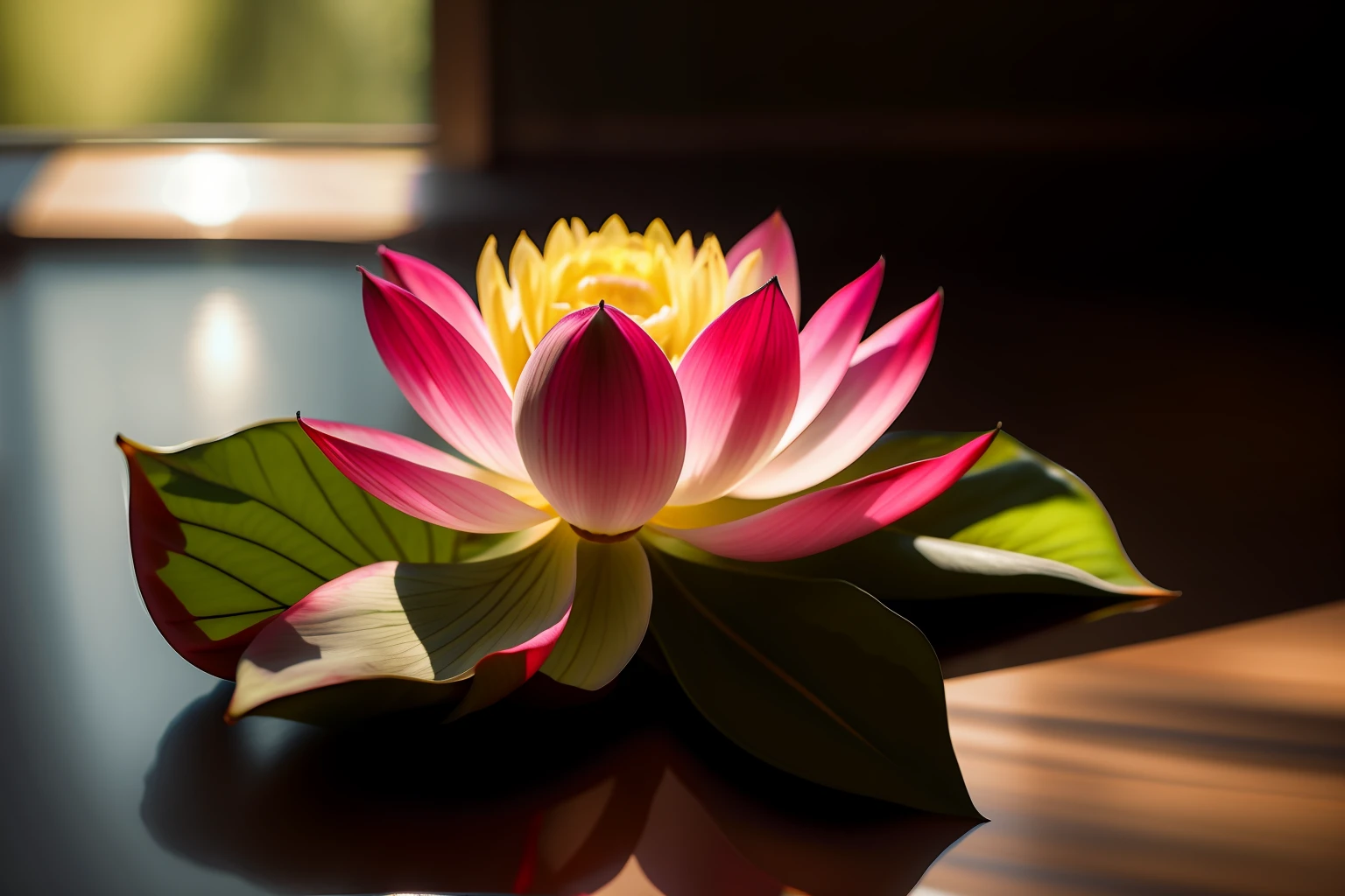 Lotus and rose plant in a bottle, fluffy, realistic, photo, canon, dreamlike, art, colorfull leaves and branches with flowers on top of its head, hyperdetailed photorealism by greg rutkowski, - h 1024 w 804 | f 1 6 lens mark 2:2 s 3555 mm film grain :1, lifelike, high res, sharp focus contrast, intricate detailed atmospheric light refraction lighting unreal engine 5 cinematic concept photography masterpiece, octane render,