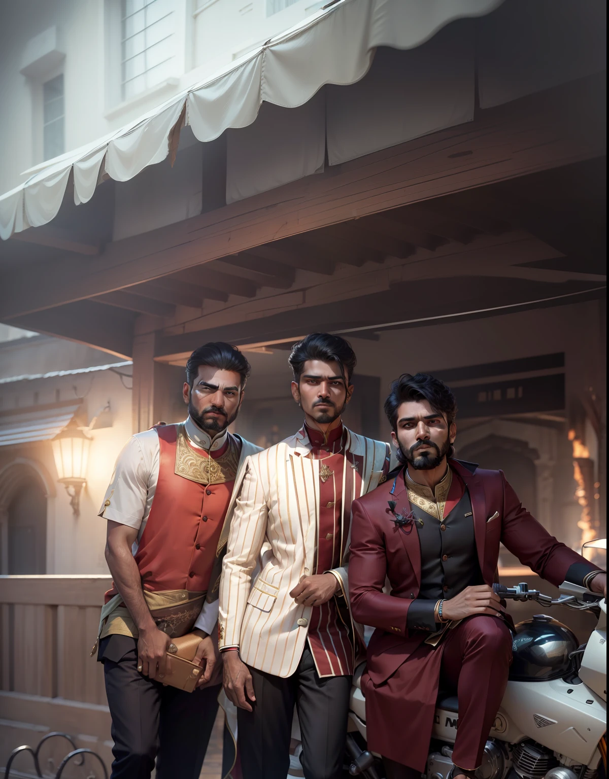 Change background with ultra realastic 8k and suitup the mobren featured dresses like indian fashion