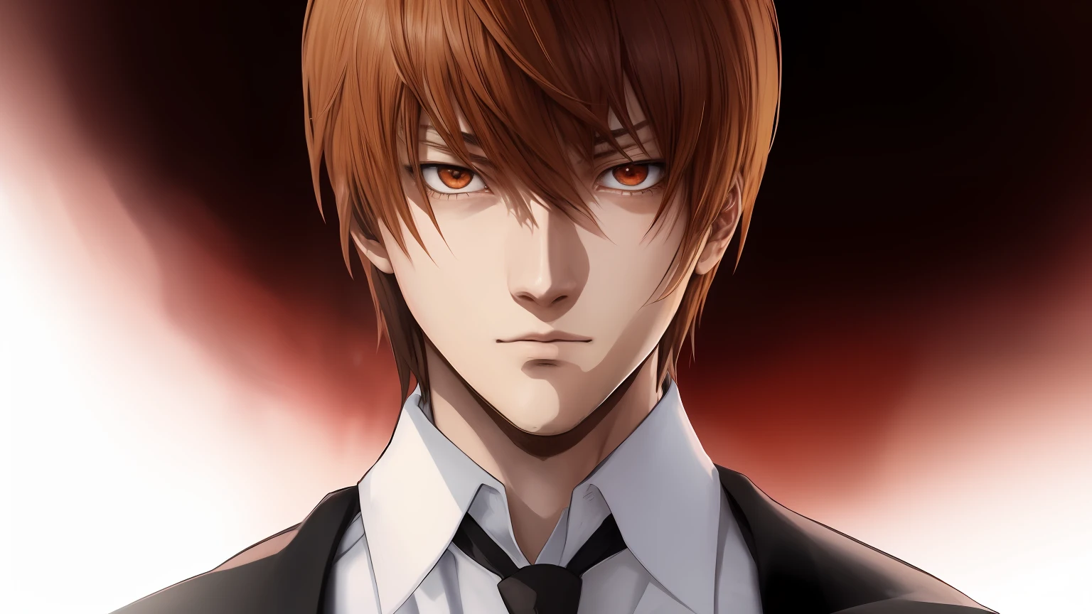 (obra-prima, melhor qualidade: 1.2), Anime guy with brown hair and a tie looking at the camera, Yagami Light, Yagami Light, Estilo Death Note, cara de anime alto com olhos castanhos, cara de anime raivoso altamente detalhado, Personagem de anime, Homem de Anime, Personagem de anime masculino, homem bonito anime, Death Note, como um Personagem de anime, Raito Yagami, Nota de falecimento (obra-prima)), melhor qualidade, detalhado,