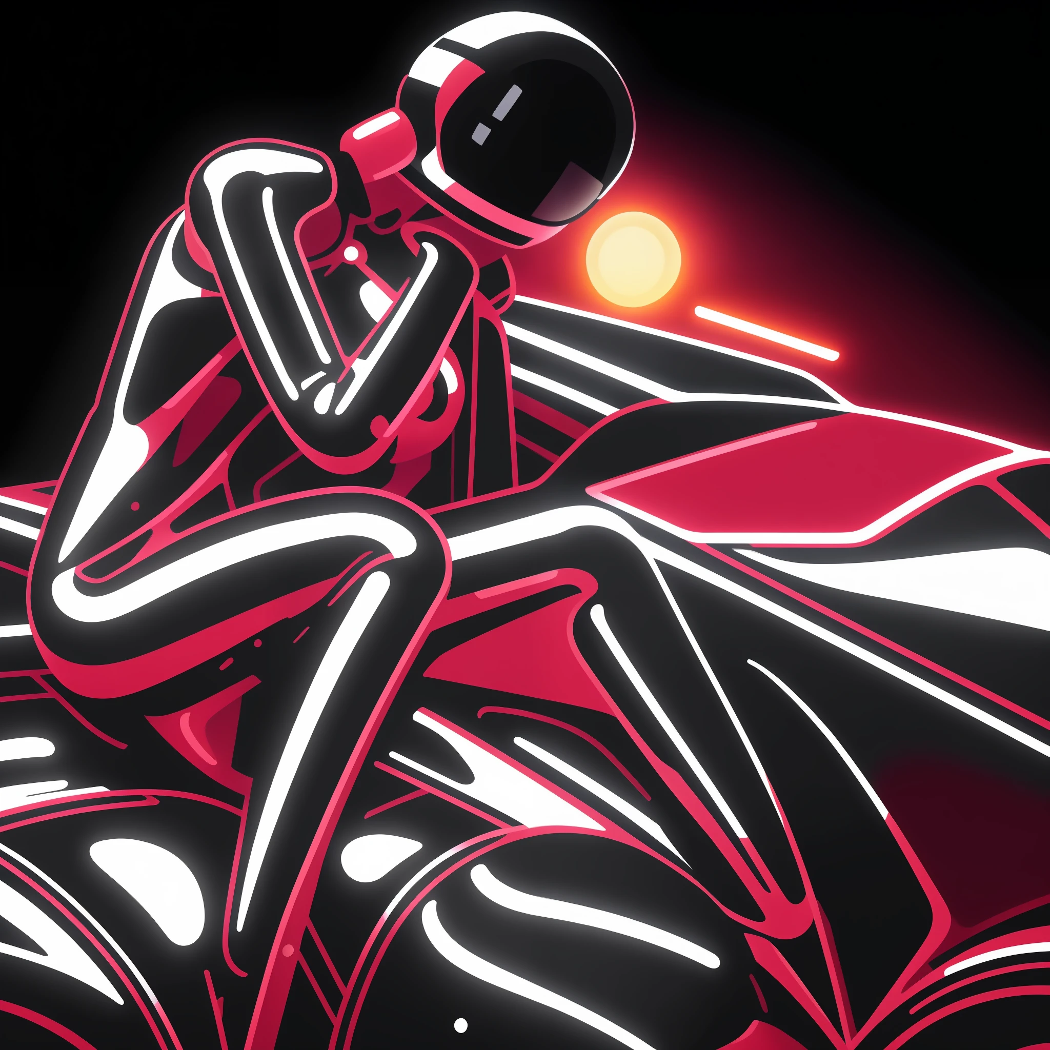 painting of a woman in a shiny suit sitting on a diffuse car, hajime sorayama style, glossy painting, chrome reflect, chrome art, in style of syd mead, chrome reflections, portrait of daft punk, inspired by Cornelisz Hendriksz Vroom, sitting on cyberpunk motorbike, style of hajime sorayama, "vibrant and bold pop art with high contrast colors, dynamic composition, and exaggerated details"