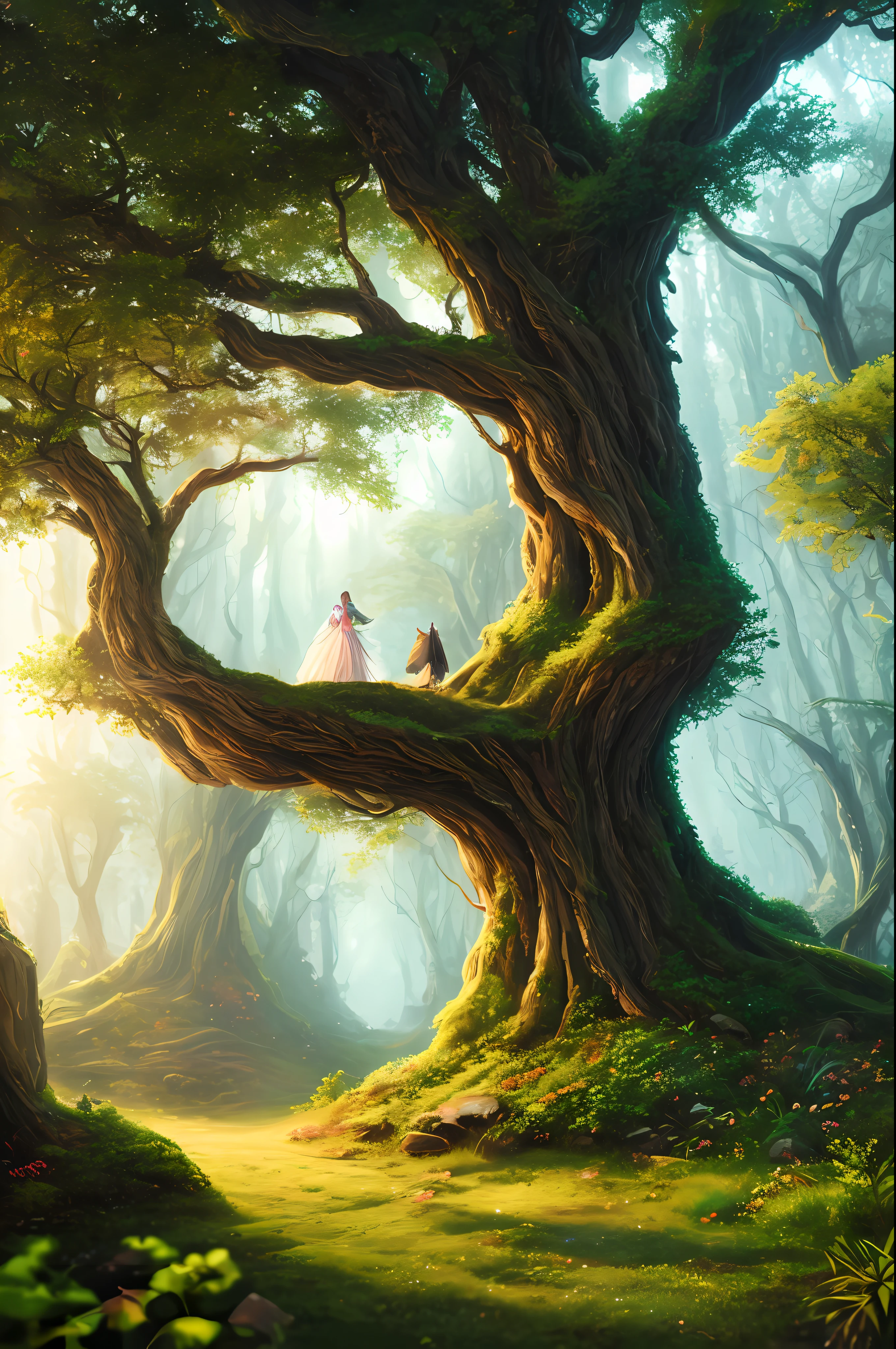 masterpiece, best quality, high quality,extremely detailed CG unity 8k wallpaper, An enchanting and dreamy scene of a fantasy forest, with towering trees, glowing mushrooms, and hidden fairy glens, creating a sense of mystique and enchantment, artstation, digital illustration, intricate, trending, pastel colors, oil paiting, award winning photography, Bokeh, Depth of Field, HDR, bloom, Chromatic Aberration ,Photorealistic,extremely detailed, trending on artstation, trending on CGsociety, Intricate, High Detail, dramatic, art by midjourney
