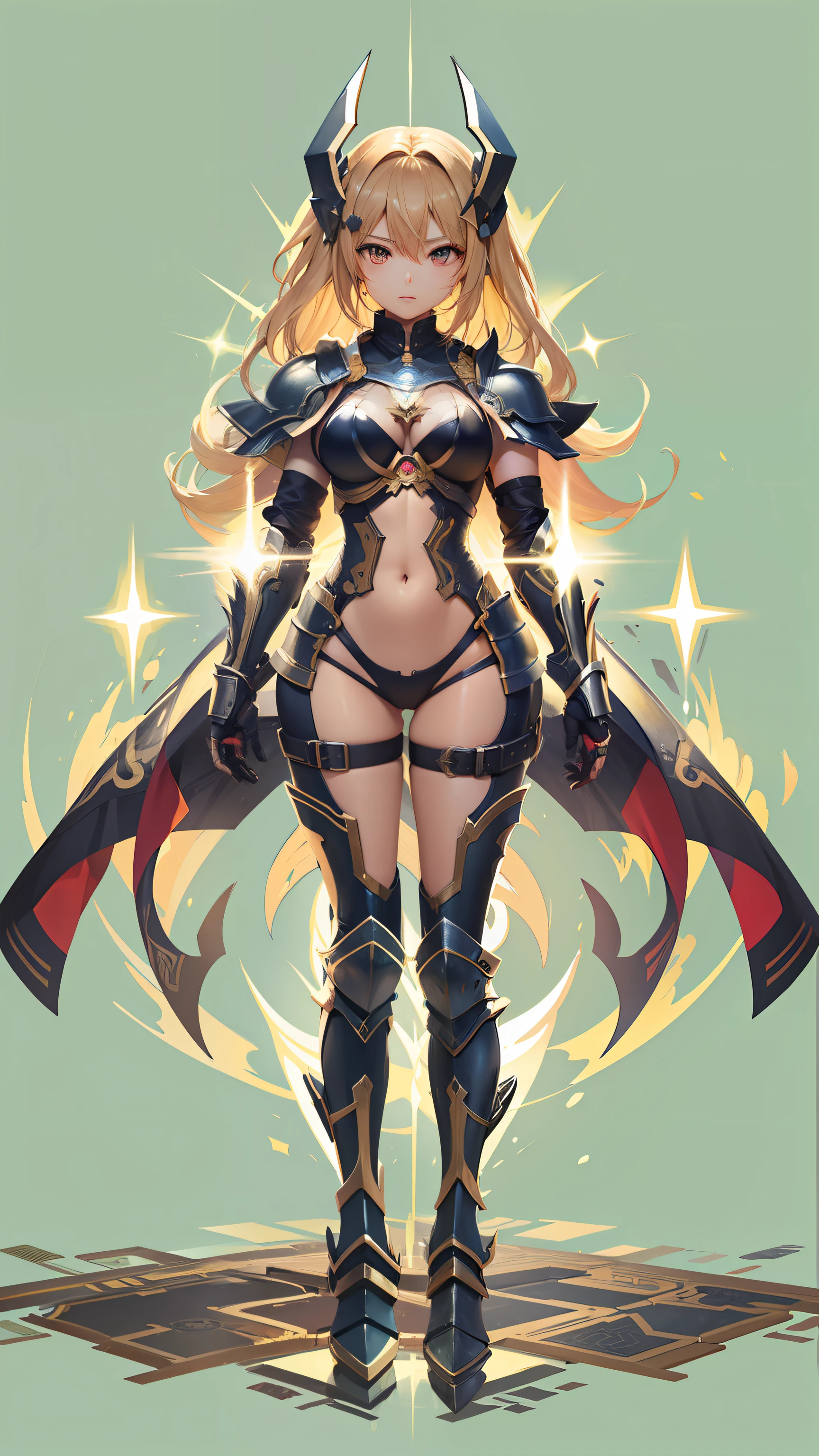 Hot Sexy Girl wear Iron Bikini Armor with Magnetic Aura, Full Body