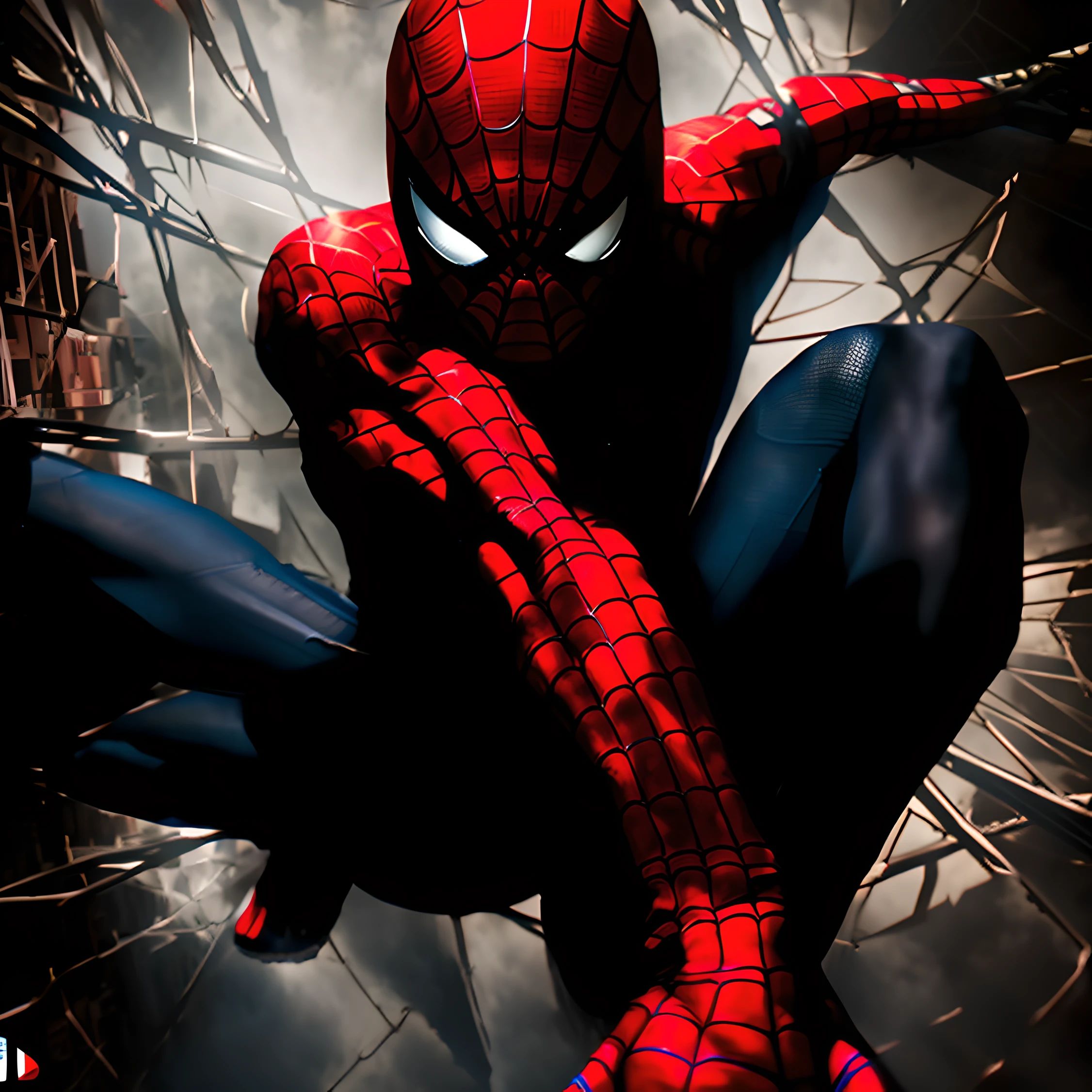 spider - man is sitting on a spider - web in a spider - web, spider - man, spider-man, peter parker, spiderman, portrait of spiderman, peter parker as spiderman, inspired by Mike Deodato, marvel art, spiderman!!, mike deodato jr, highly detailed spider - man, marvel comics h 6 4 0, by Mike Deodato.