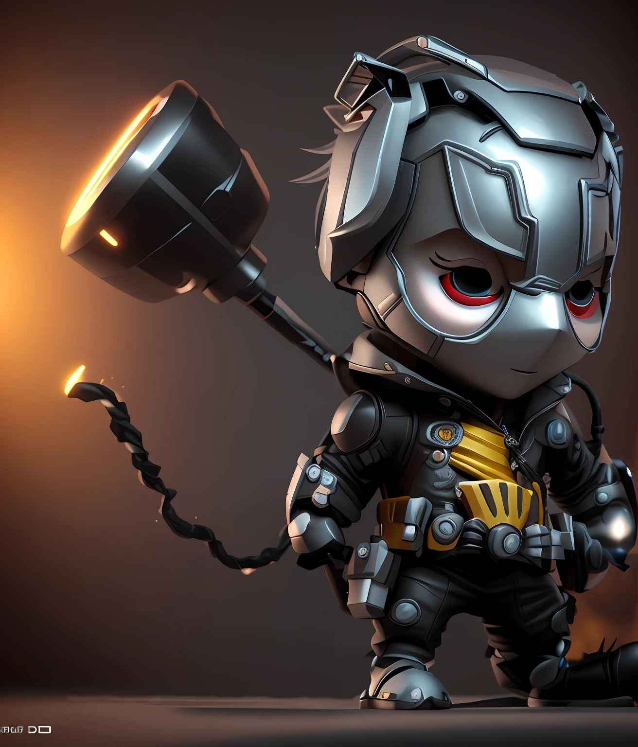 A closeup of a cartoon character with a hammer in his hand, bonito 3 d render, 3 d render arte do caractere 8 k, Personagem pequeno. Motor Unreal 5, Iconic character of high detail, 3 d render stylized, rolands zilvinskis 3d render art, toon render keyshot, Unreal motor 4k papel de parede, renderizado em Unreal Engine"