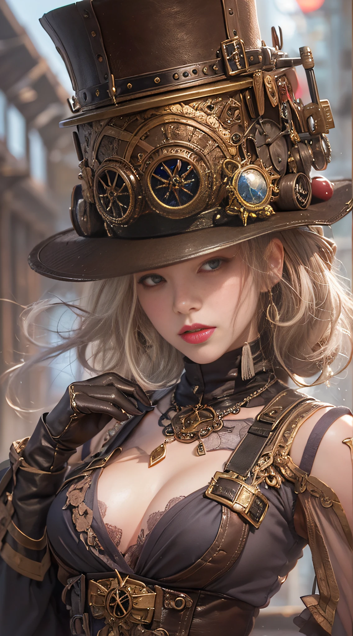Lady of Alafed – steampunk costume and hat pose for photo, steampunk beautiful anime woman, by Yang J, guweiz on artstation pixiv, Stunning character art, cushart krenz key art feminine, fantasy outfit, guweiz on pixiv artstation, chengwei pan on artstation, style of wlop