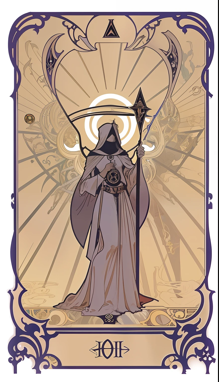 Design of death (((tarot card)), sleek and minimalist style, Alphonse Mucha, humorous