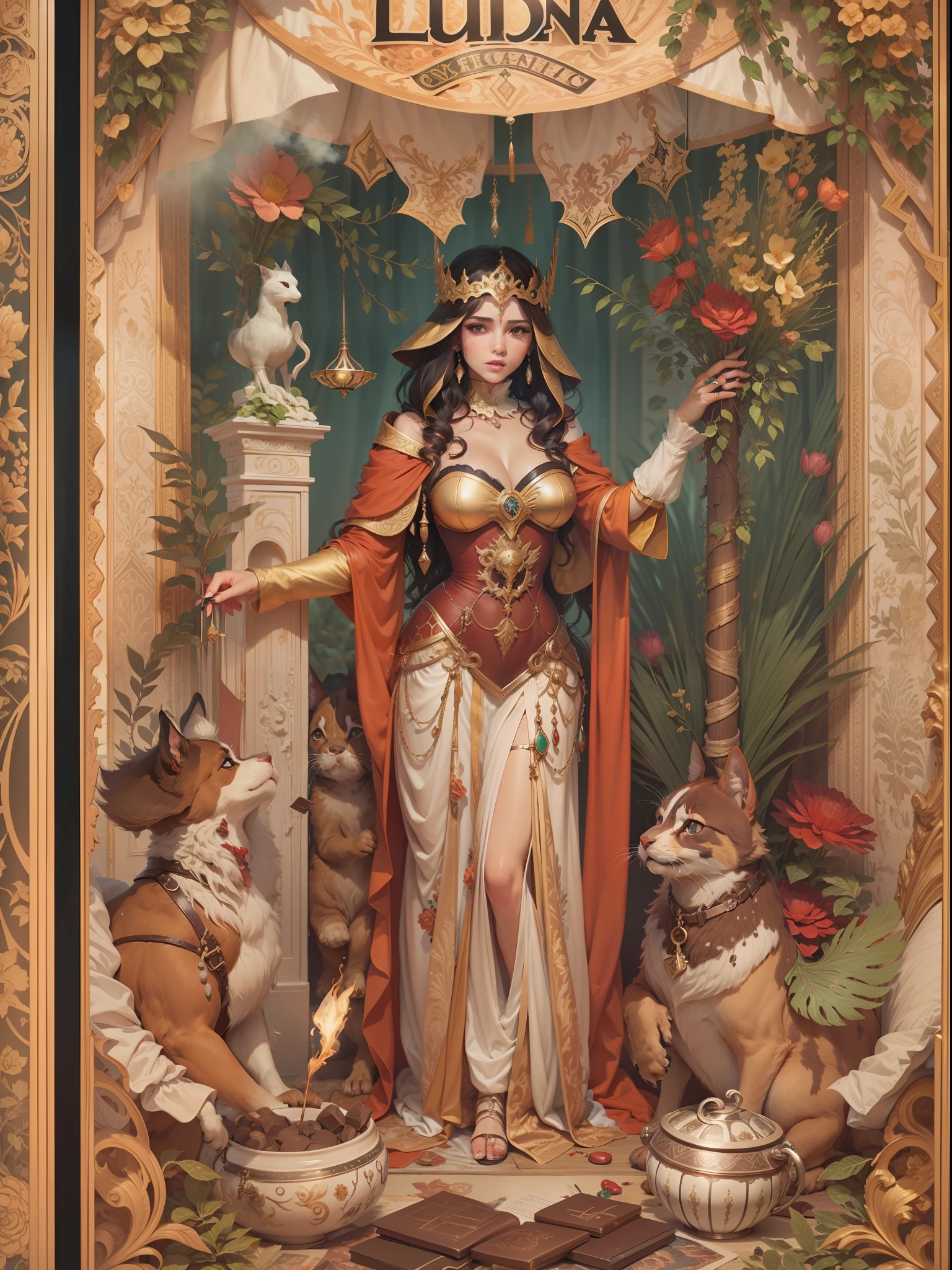 Linda e misteriosa Tenda Cigana De Tarot. Tenda Cigana com Acabamento Guipir Dourado com Mini Chocalhos, UHD, K