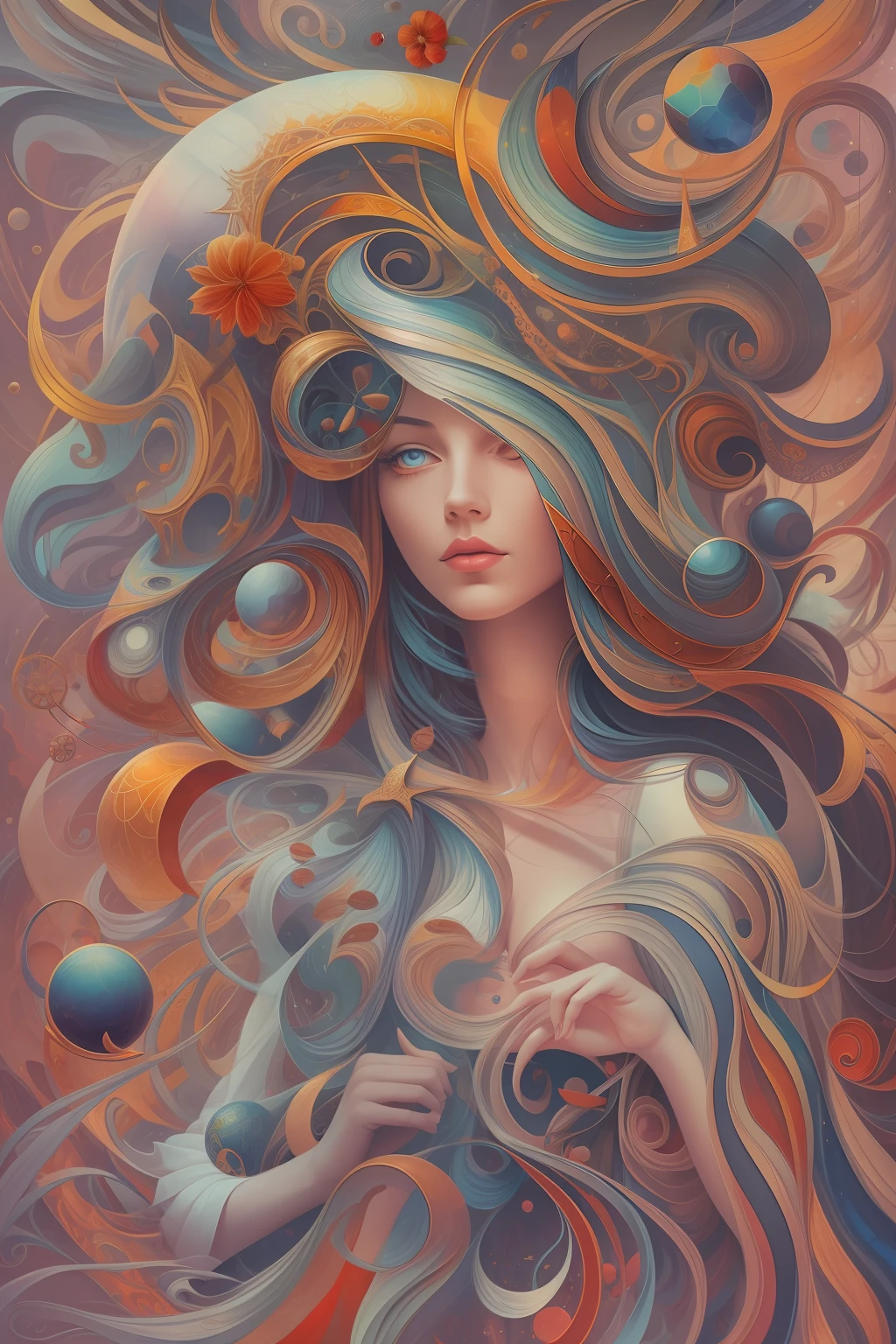 abstract art, surrealism, fantasy art, woman