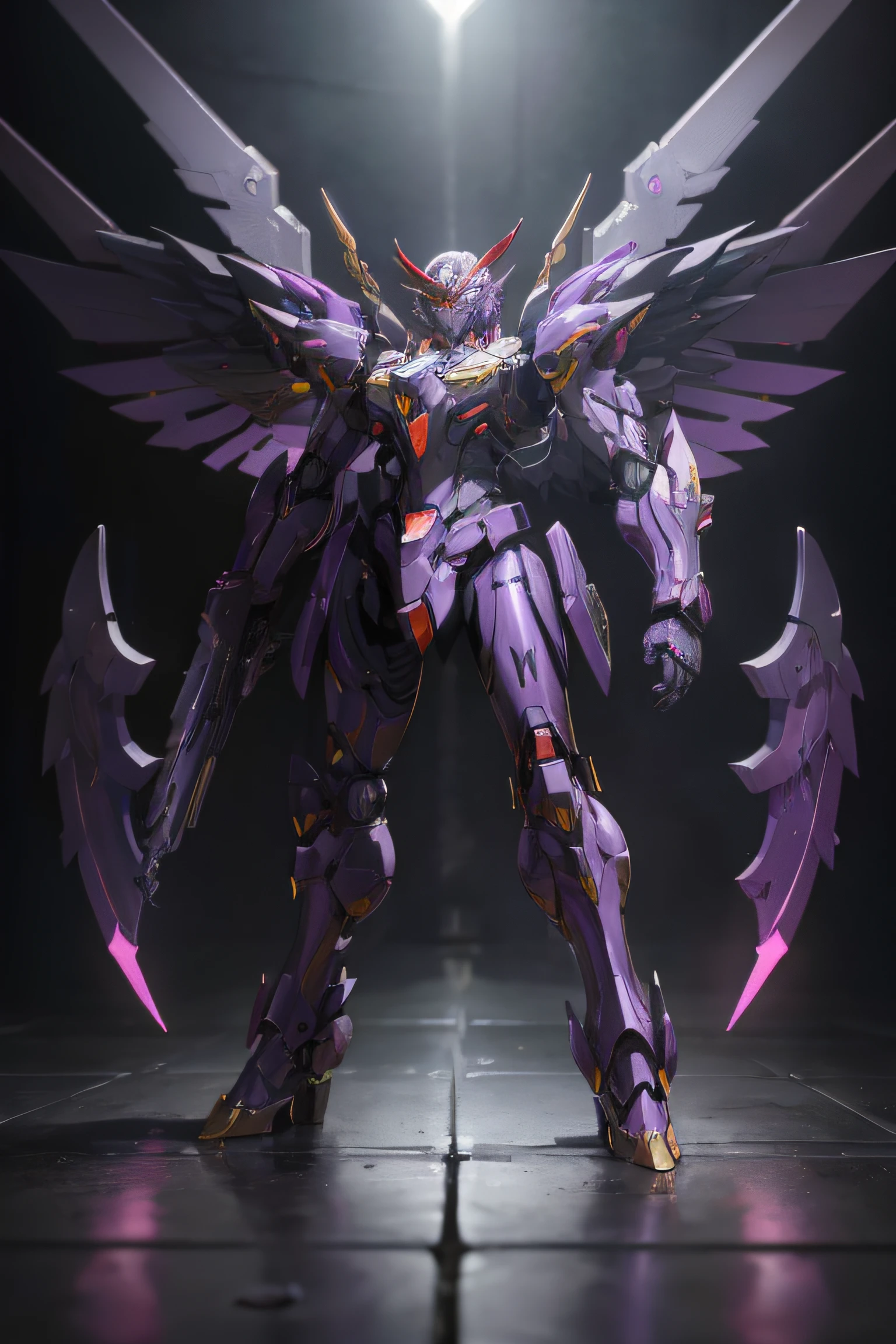 Close-up of purple and black robot with wings, ArtStation's masterpiece, Mecha-wings, Рендер Unreal Engine Saint Seiya, cg artist, 8k octae render photo, by Akihiko Yoshida. Unreal engine, 8k high quality detailed art, ArtStation Unreal W-960, by senior environment artist, archangel, Evangelion inspired the third strike