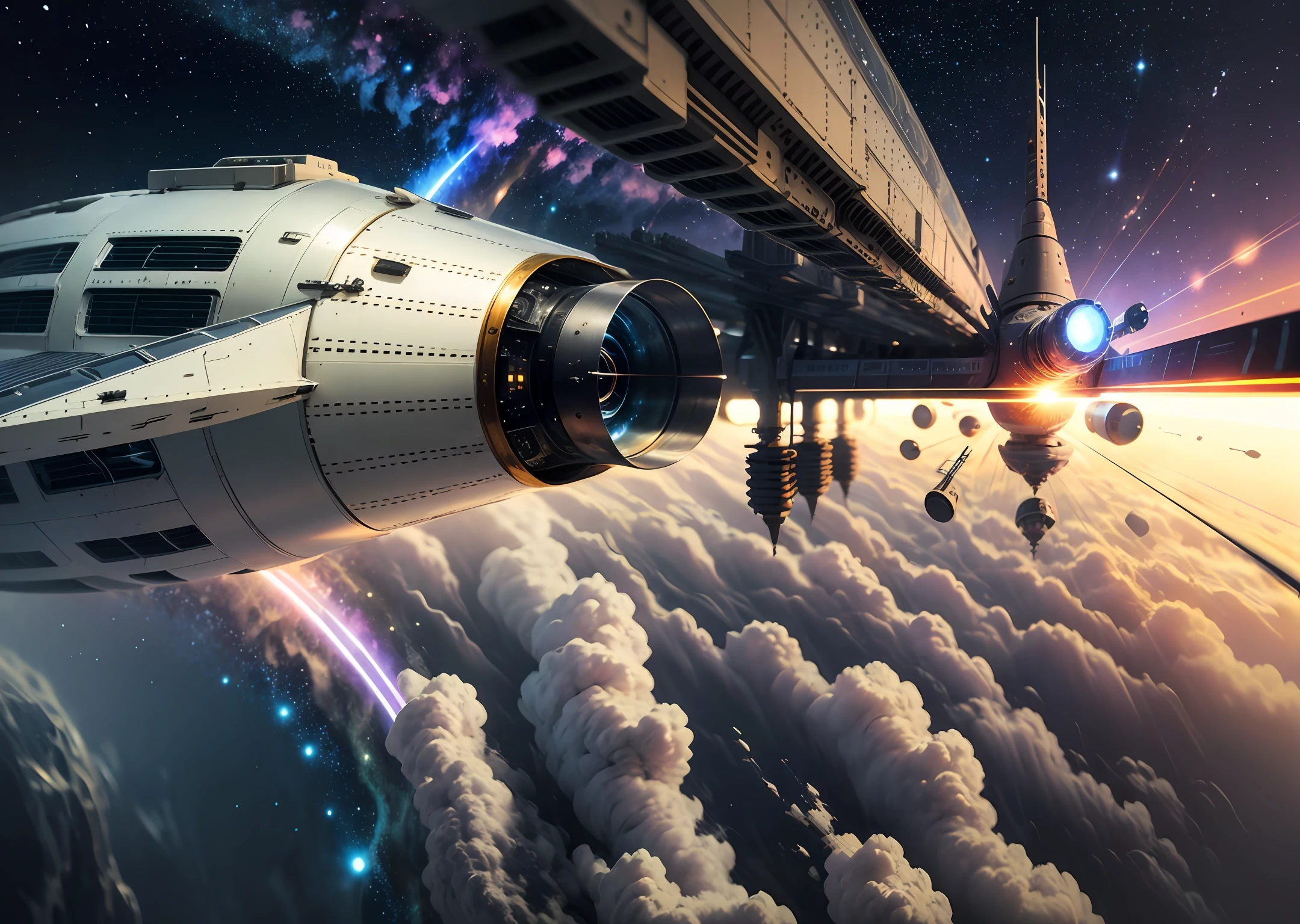 a spaceship heading for a black hole with mechanical devices of science fiction, high resolution, HD, 1920x1080 px --auto --s2