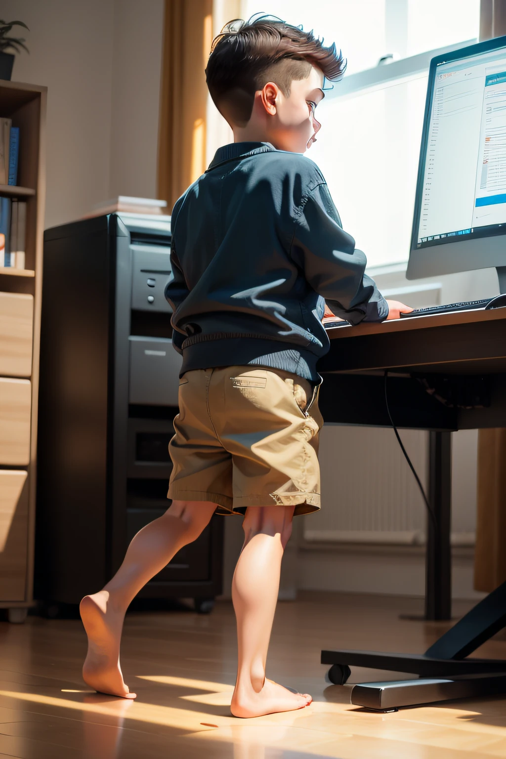 boy stepping on a computer