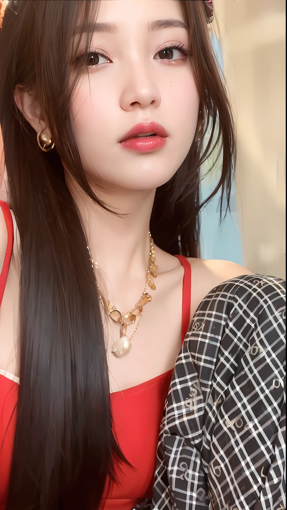 ((Best quality, 8k, Masterpiece :1.3)), 1girl, smiling, full body, slim face, Pretty woman, (Dark brown hair), full length dress :1.1, Ultra-detailed face, Detailed eyes, Double eyelid, blur background, slim face, city, outside, street,