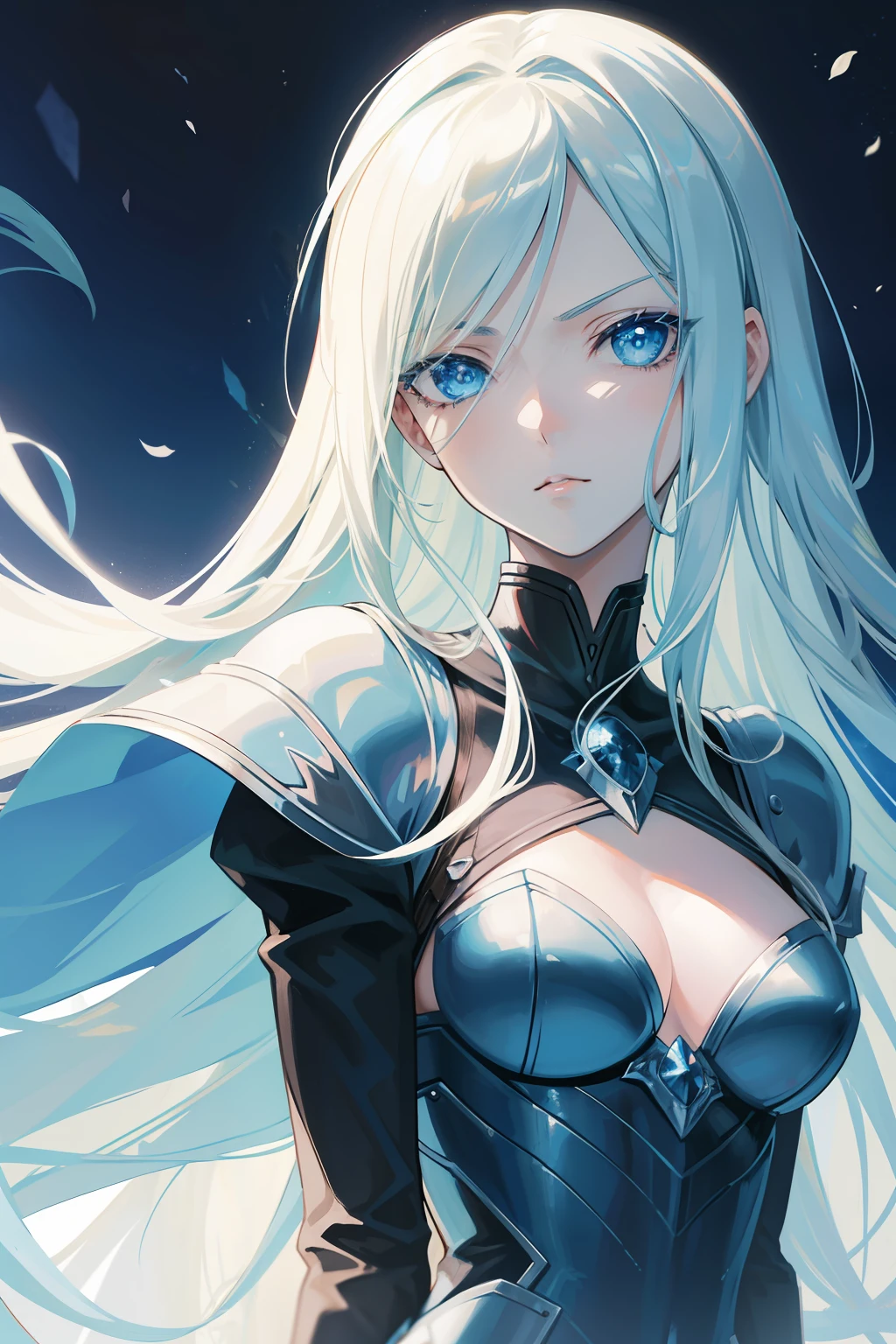 Crie uma foto de como seria a personagem Galatea do anime Claymore se fosse uma pessoa real, olhos claro, olhos azul claro, rosto lindo, rosto perfeito, cabelo loiro