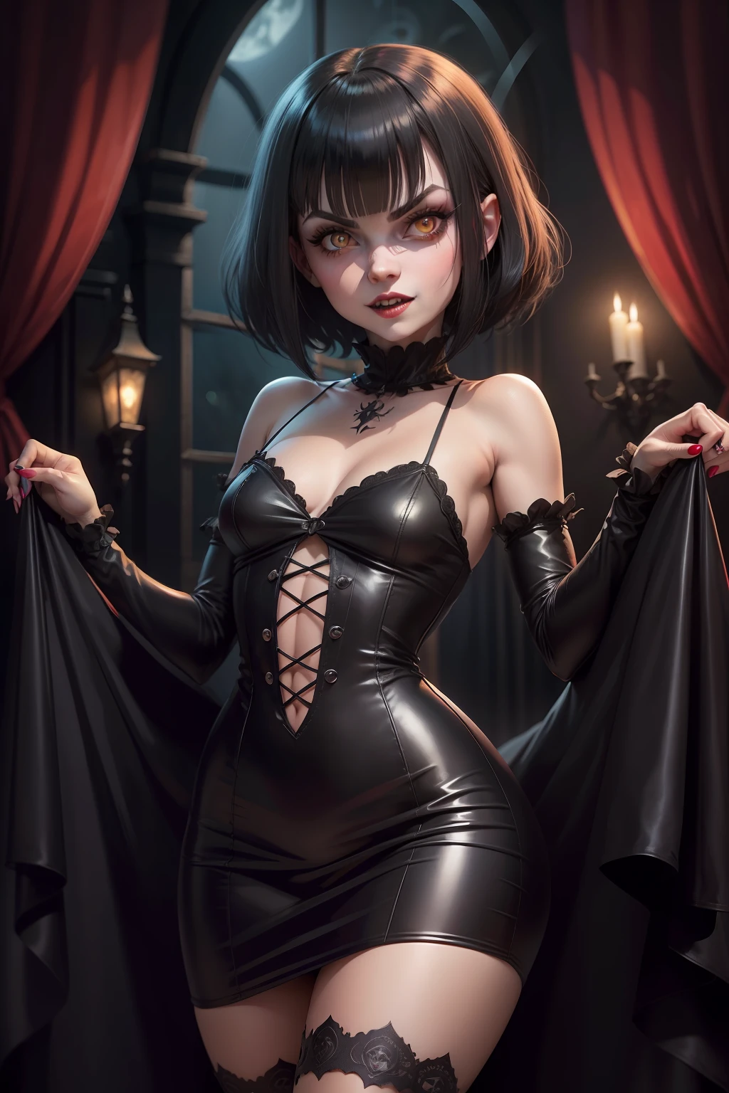mavis dracula, Mavis Dracula style, Hotel transylvania, cabelo curto, olhos pretos, Faixa Blunt, lo gothic , Mavis,olho preto
