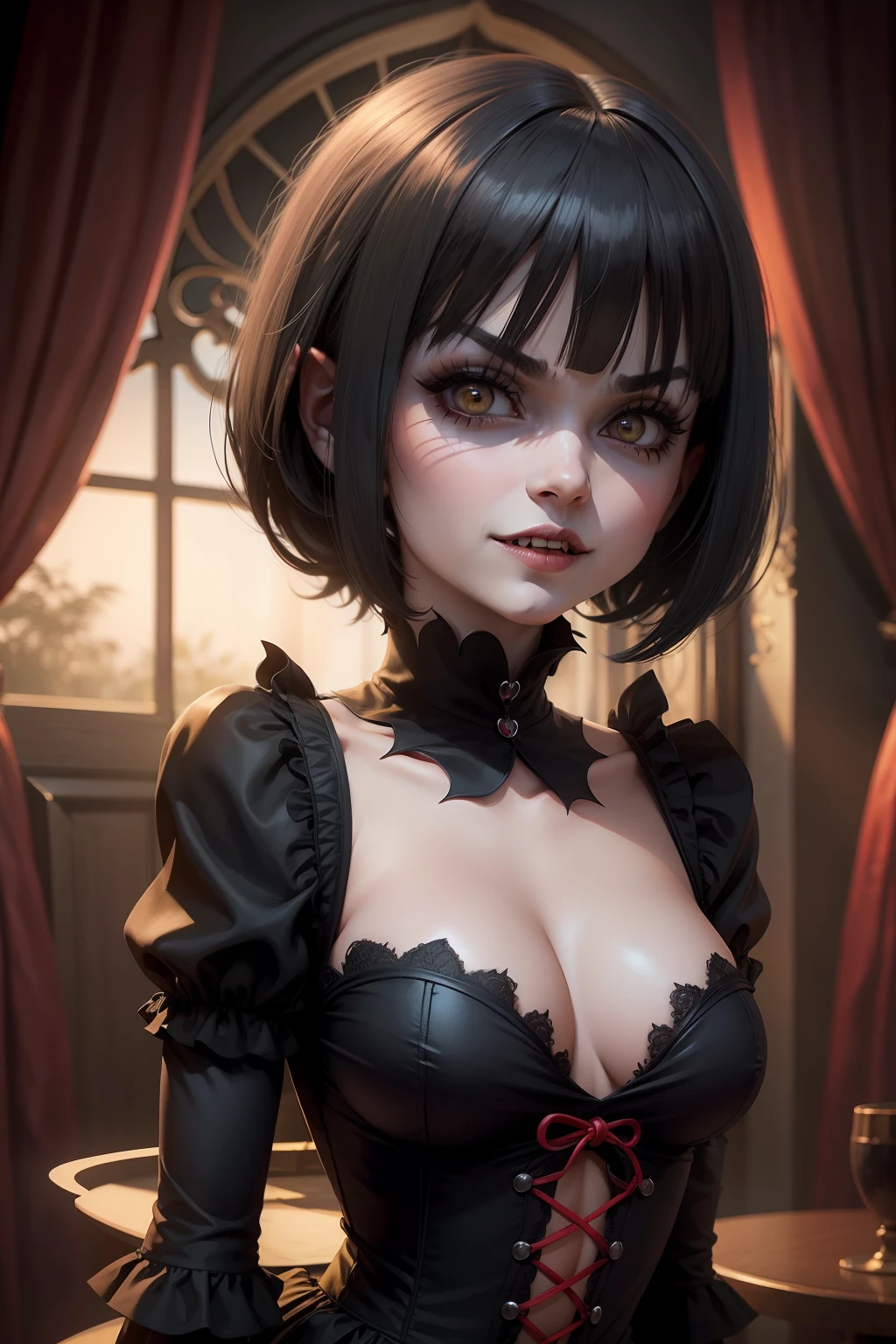 mavis dracula, mavis dracula, Hotel transylvania, cabelo curto, olhos pretos, Faixa Blunt, lo gothic , Mavis, olho preto