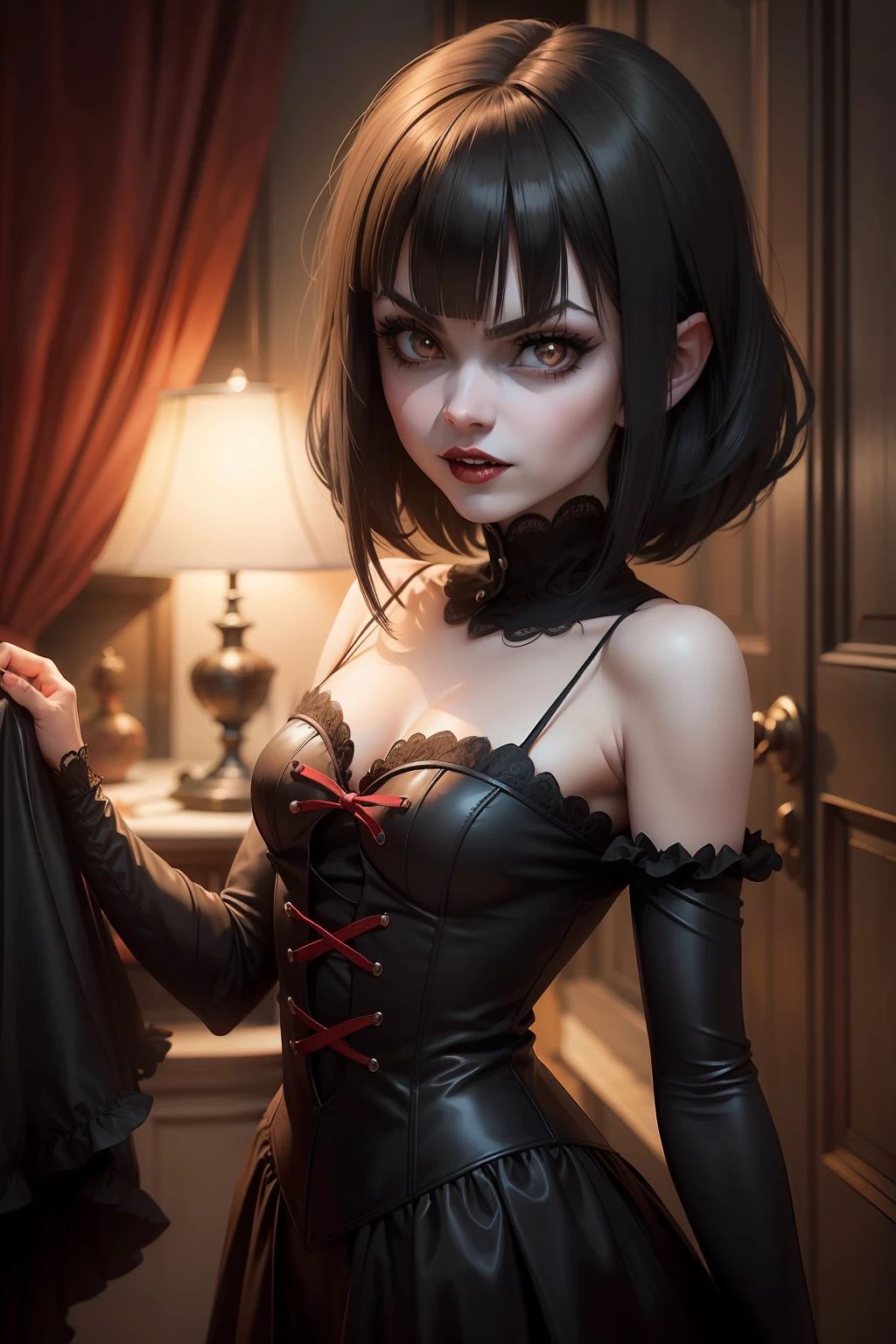 mavis dracula, mavis dracula, Hotel transylvania, cabelo curto, olhos pretos, Faixa Blunt, lo gothic , Mavis, olho preto