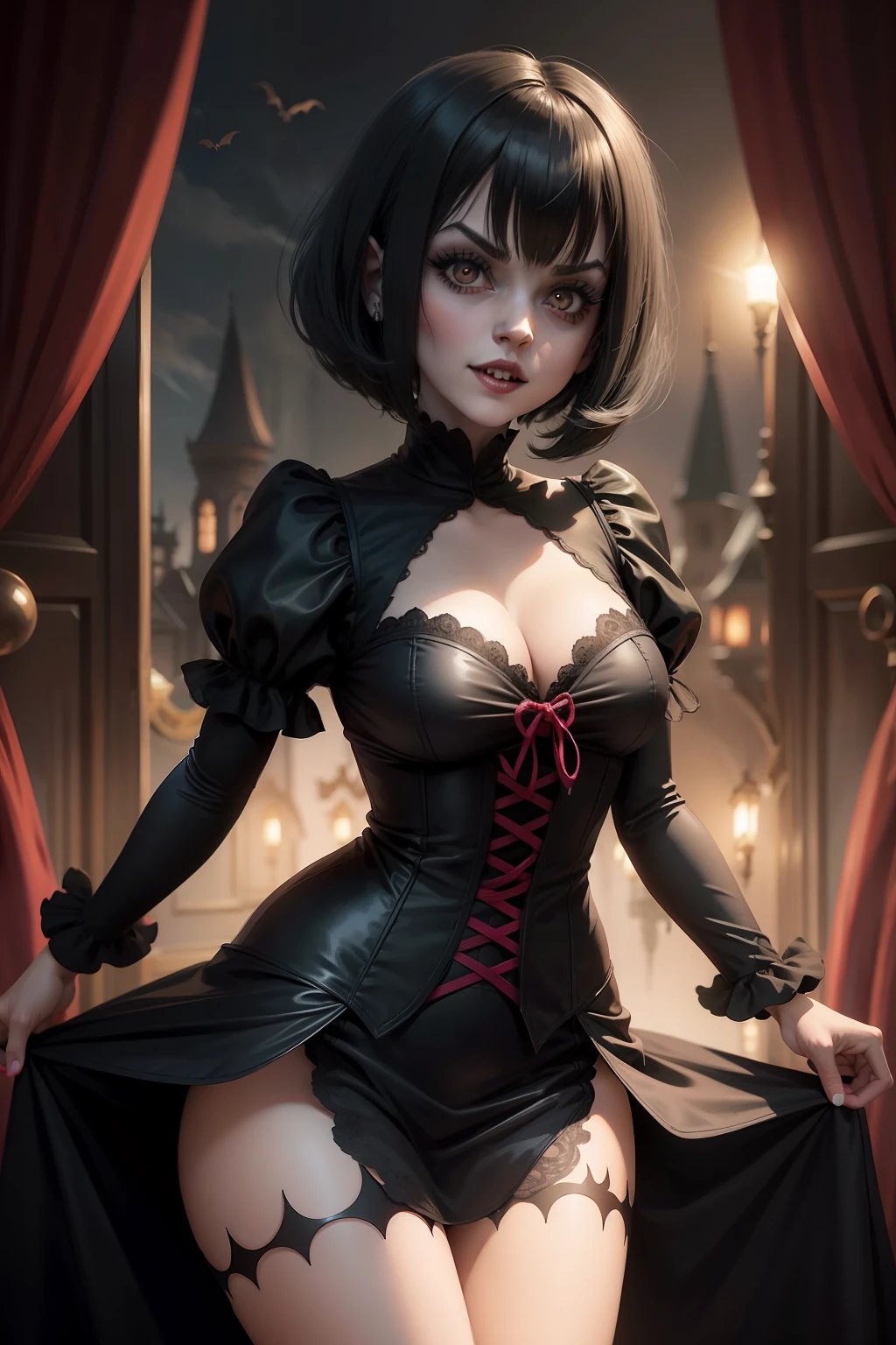 mavis dracula, mavis dracula, Hotel transylvania, cabelo curto, olhos pretos, Faixa Blunt, lo gothic , Mavis, olho preto