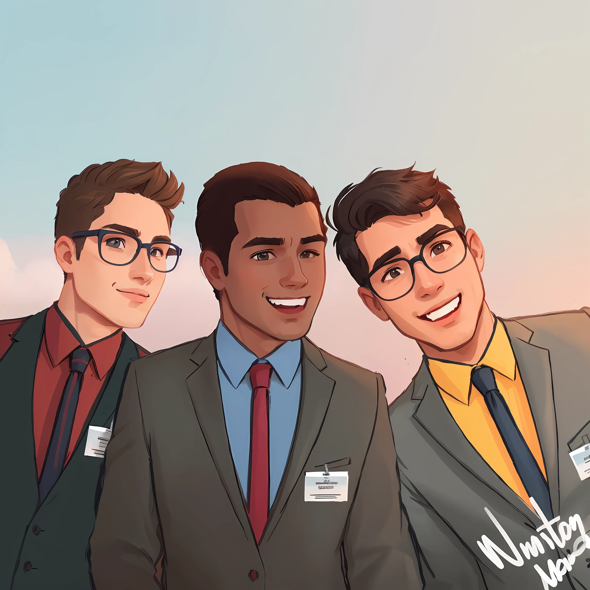 There are three men in suits and ties together, Fanart oficial,