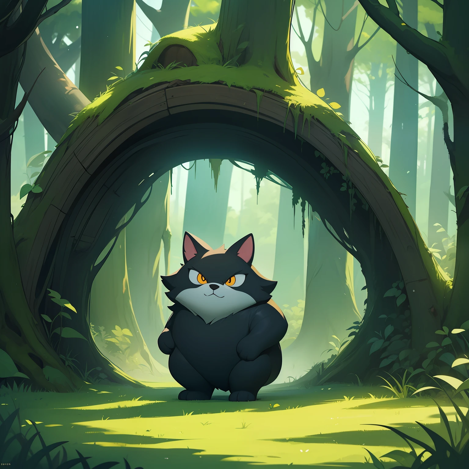 Dark forest, children's book, simple, cute full color