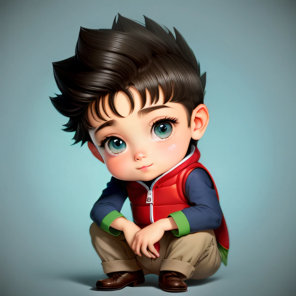 Um pequeno personagem bonito em cartoon claro com uma frente. Parece um espermatozoide com cauda comprida. It's not being human , parece um fantasminha.