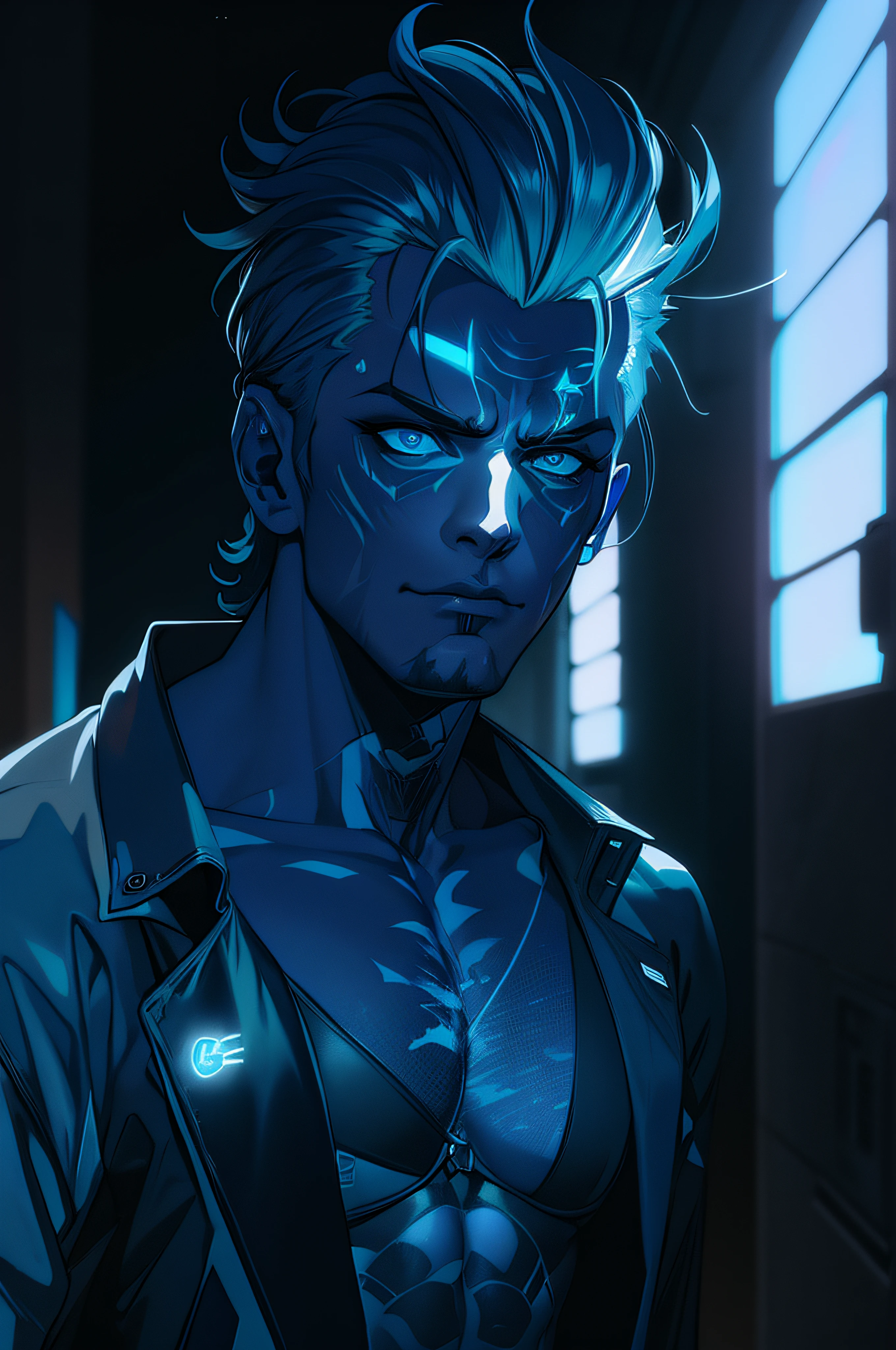 cyberpunk aesthetic blue wolf tattoo watercolor Paint