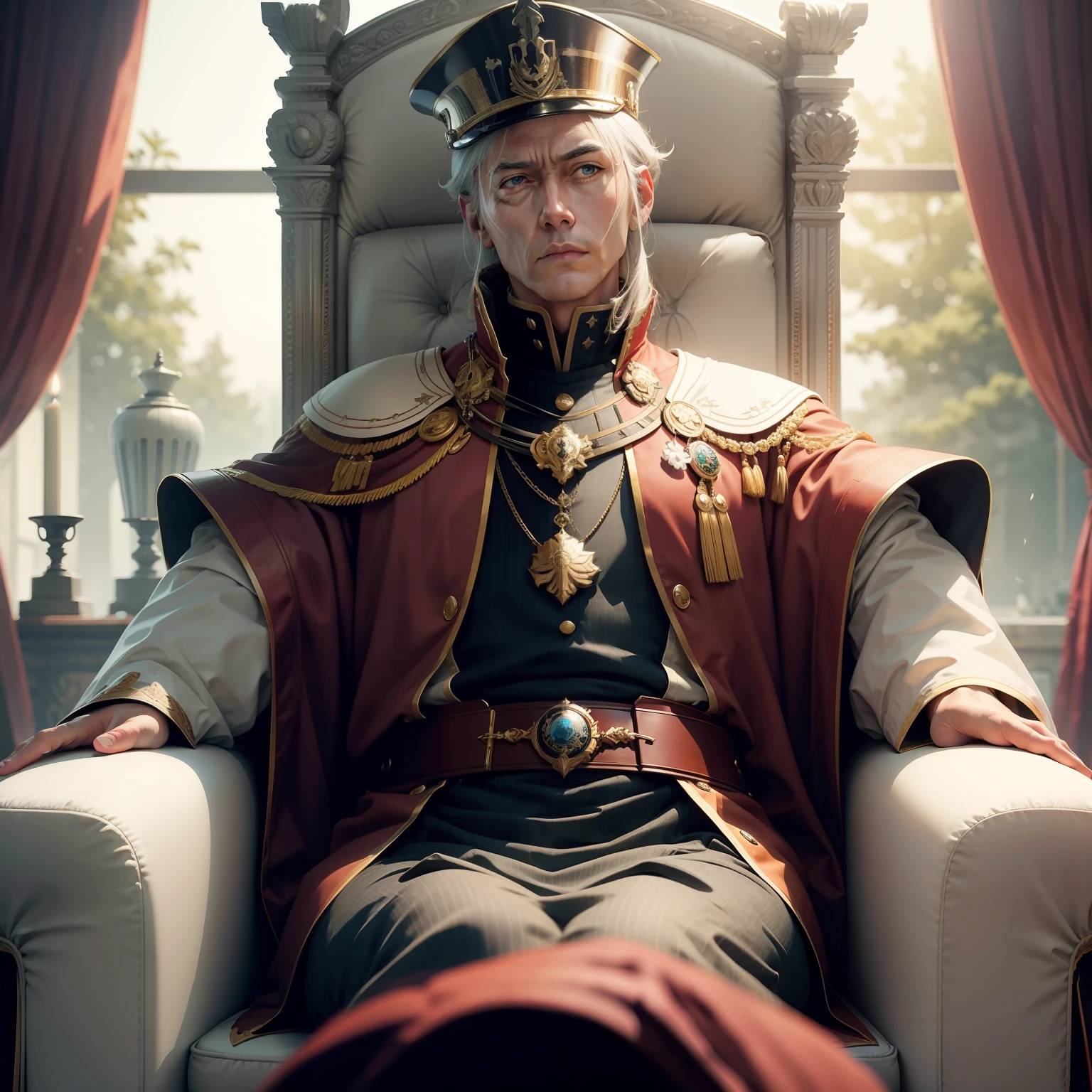 The emperor sat on the imperial chair
