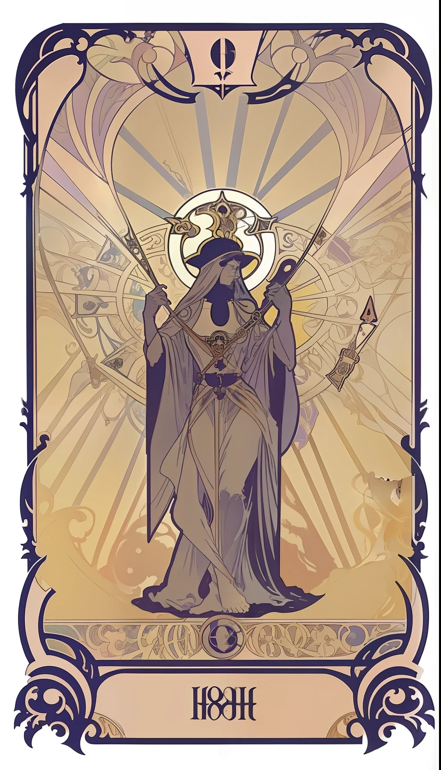 Design of death (((tarot card)), sleek and minimalist style, Alphonse Mucha, humorous