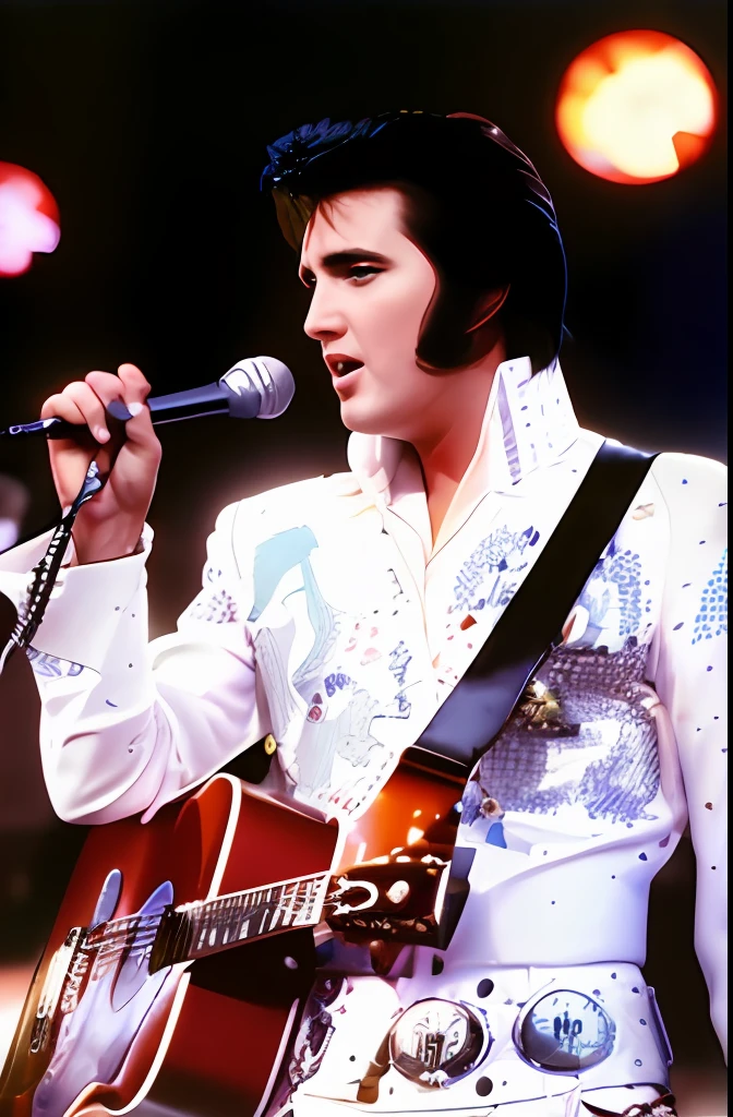 Elvis Presley cantando y tocando la guitarra en un concierto, Elvis Presley, Elvis, Retrato de Elvis Presley, Anime Elvis Presley, El emperador del rock and roll, 1974, 1 9 7 4, 1 9 7 3, 1973, Foto de Instagram, desde 1977, Concierto en el Dodgers Stadium en 1975, Foto de tendencia, 1972