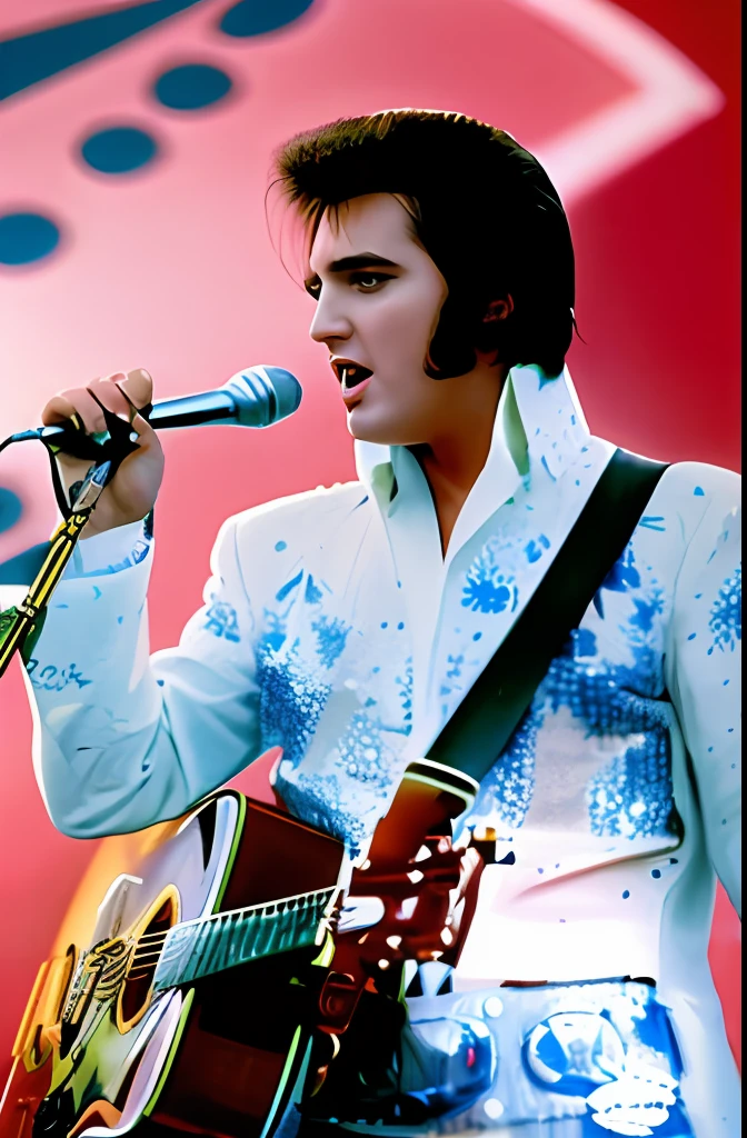 Elvis Presley cantando y tocando la guitarra en un concierto, Elvis Presley, Elvis, Retrato de Elvis Presley, Anime Elvis Presley, El emperador del rock and roll, 1974, 1 9 7 4, 1 9 7 3, 1973, Foto de Instagram, desde 1977, Concierto en el Dodgers Stadium en 1975, Foto de tendencia, 1972