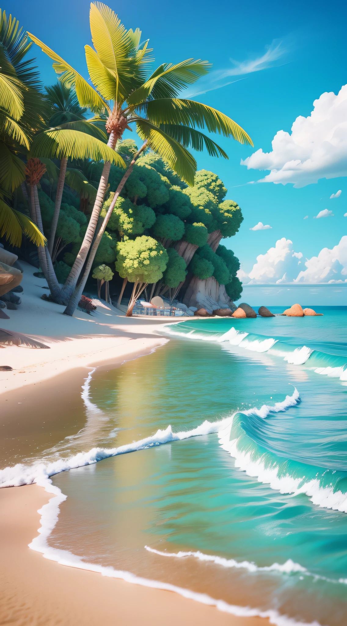 Beach Ocean, Summer Fresh, 3 D Rendering Stylized, Stylized 3D Rendering, Stylized to 3D Rendering, Rolands Zilvinski 3D Render Art, 3D Stylized Scenes, Relaxation Concept Art, Stylized Concept Art, (Octane Rendering) Fantasy Style, Stylized 3 D