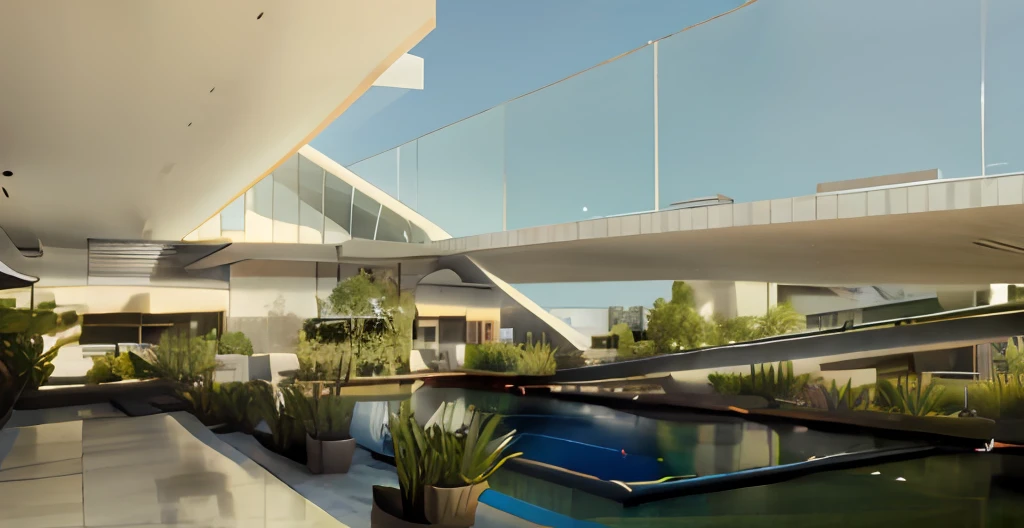 There is a large swimming pool in the middle of a building, architectural render, architectural visualisation, architecture rendering, architectural visualisation, low angle dimetric rendering, perspectiva 3 d octano render, architectural 3 d render, detailed archviz render, zaha hadid octane altamente render, high-quality render, renderizar no vray, a photorealistic rendering