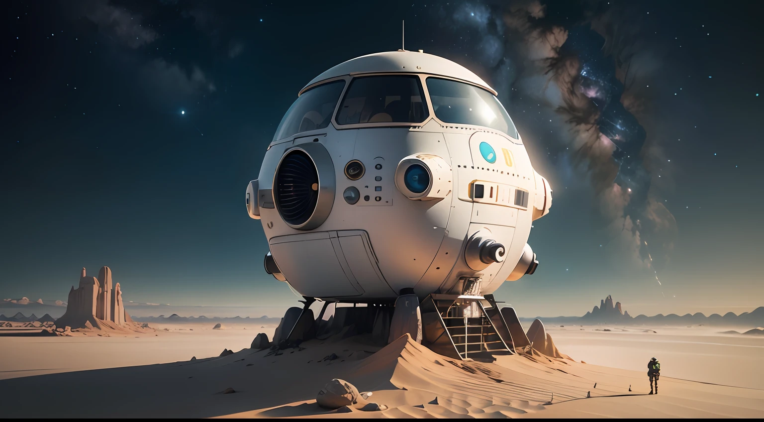 Rover espacial, a man in a space suit standing on a rock looking at a planet, 3 d render bipe, Beeple e Tim Hildebrandt, Artgem e Beeple Masterpiece, inspirado em Beeple, arte do bipe, Realismo | Bipe, Astronauta encalhado no planeta, Estilo Beeple, em estilo de bipe